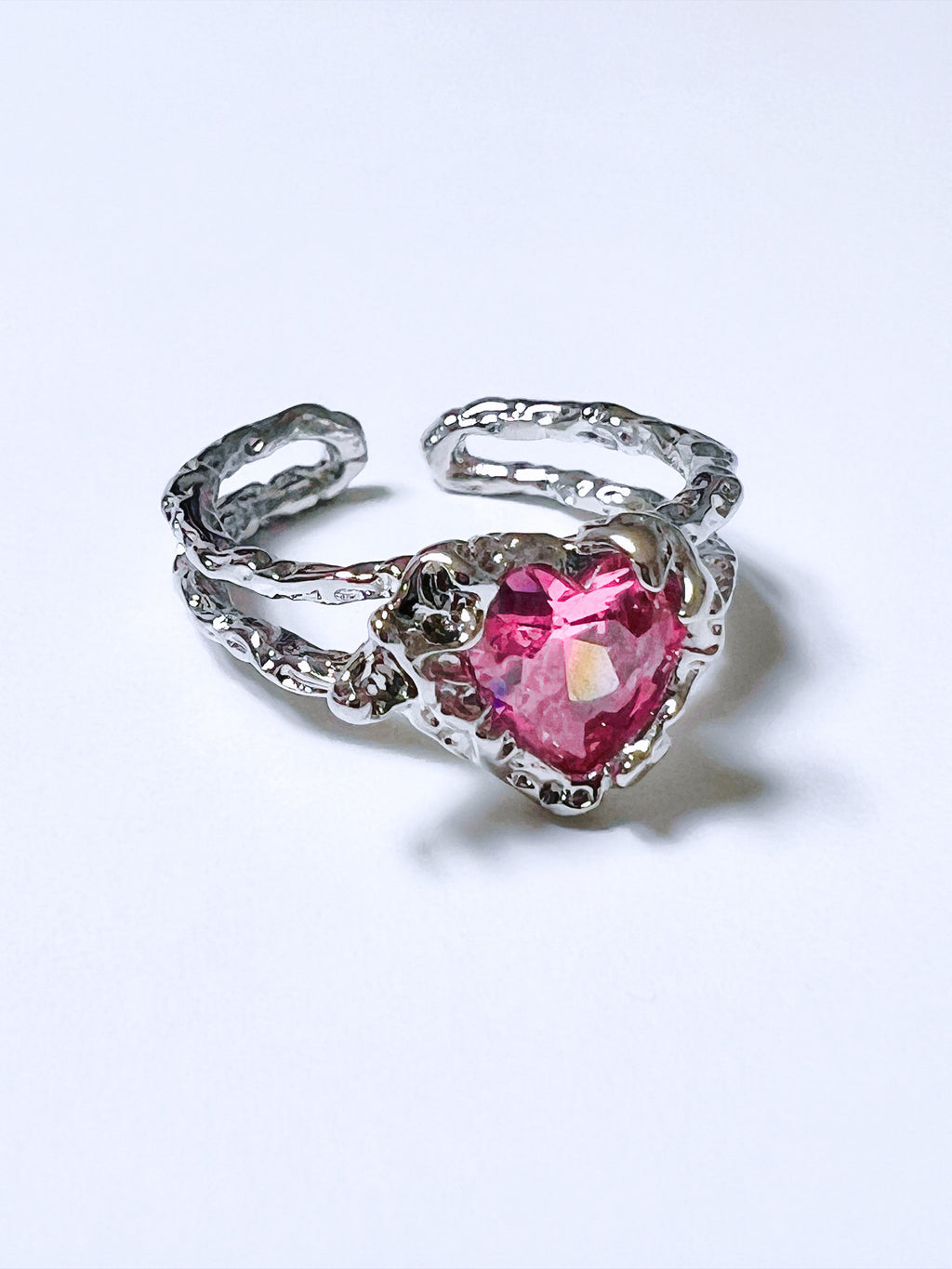 Liquid Metal Hot Pink Heart Ring