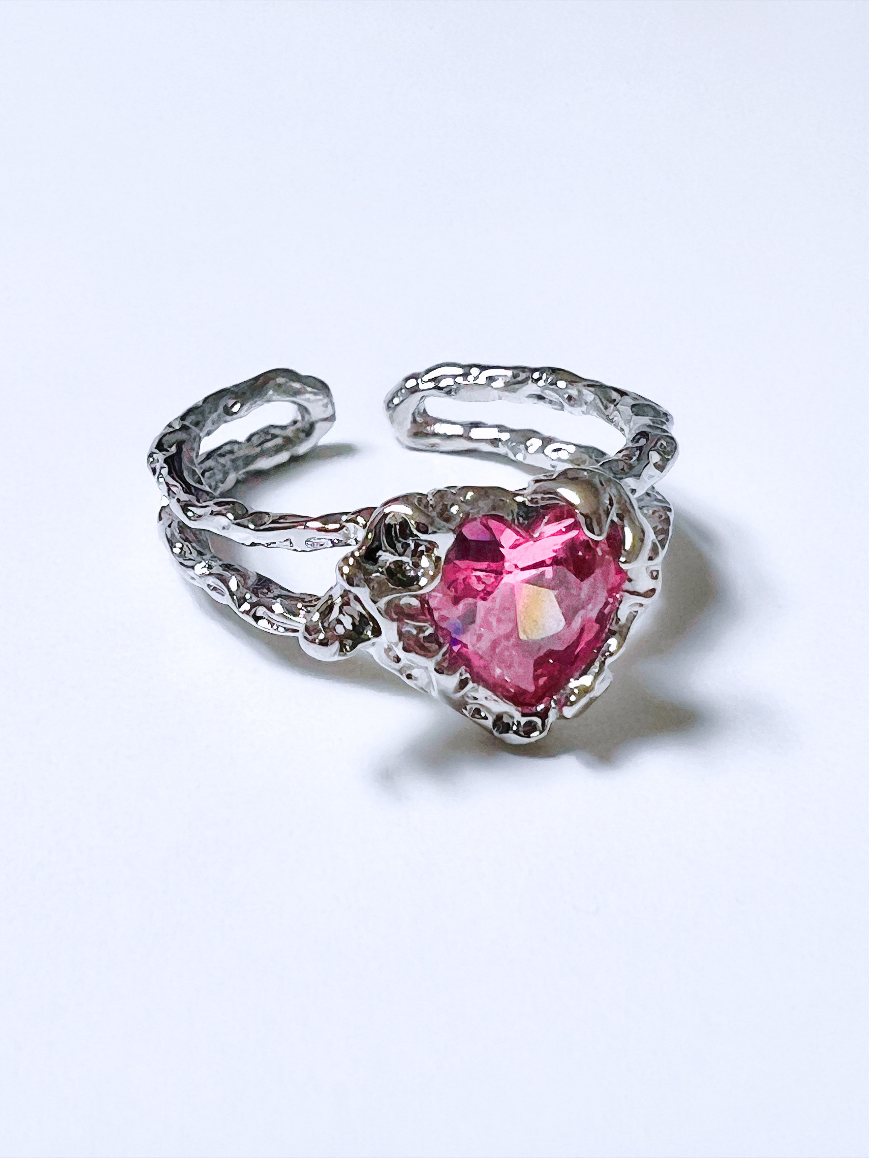 Liquid Metal Hot Pink Heart Ring