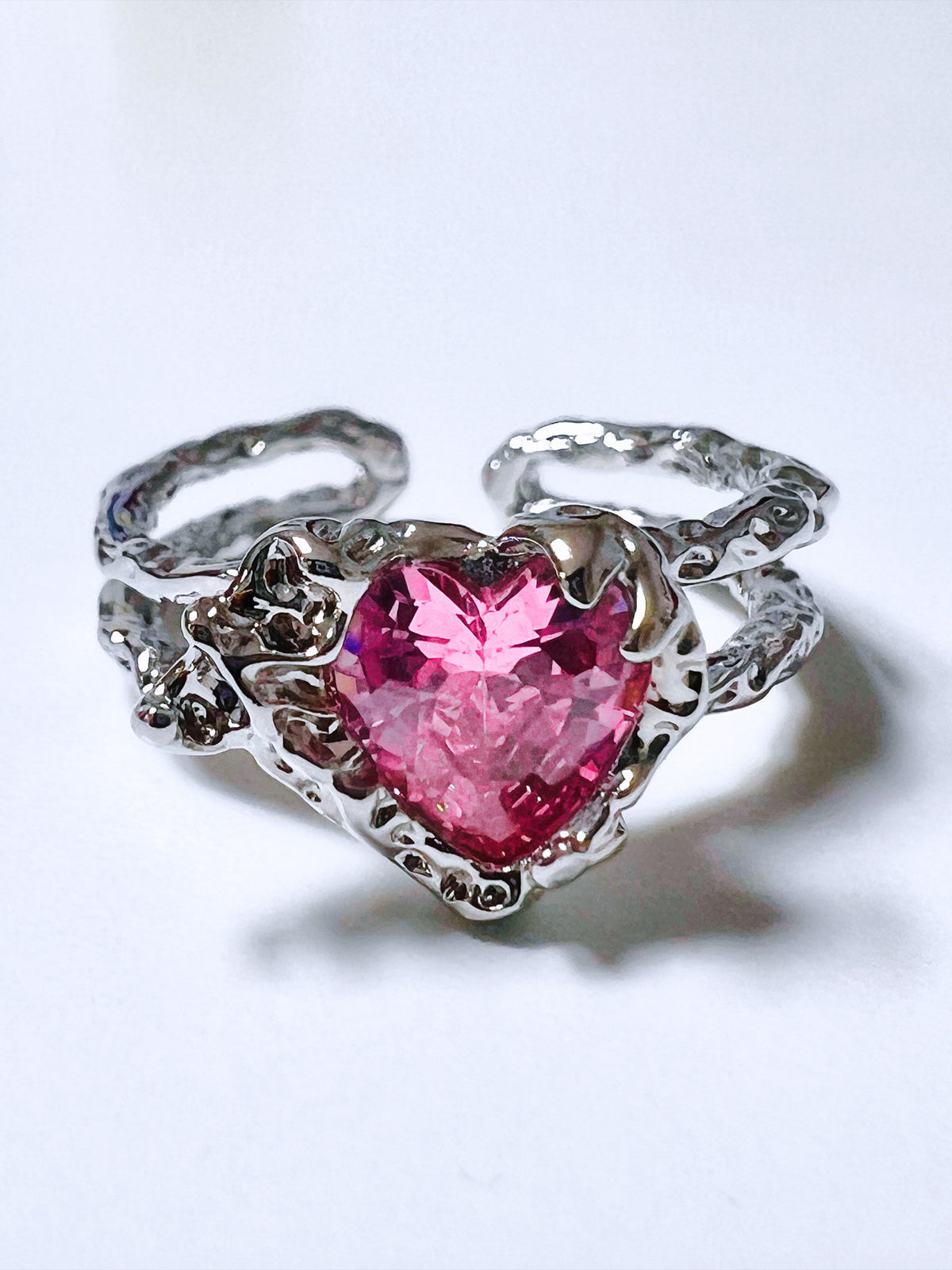 Liquid Metal Hot Pink Heart Ring