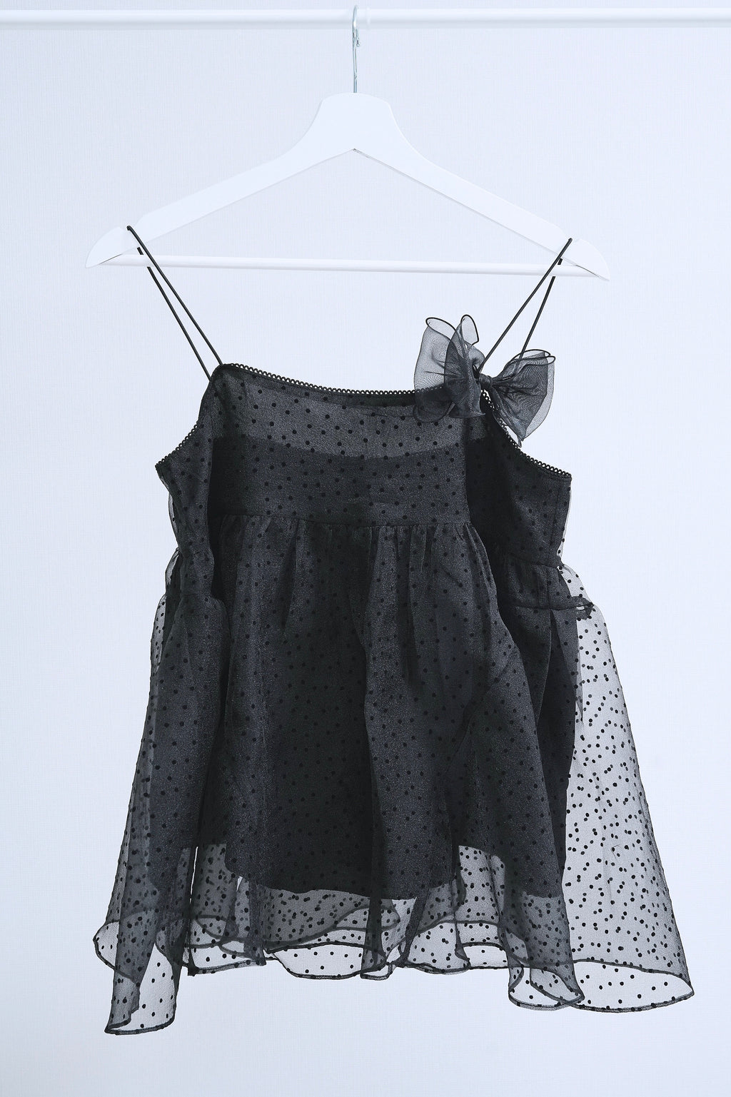 Ribbon dot tulle cami (Black)