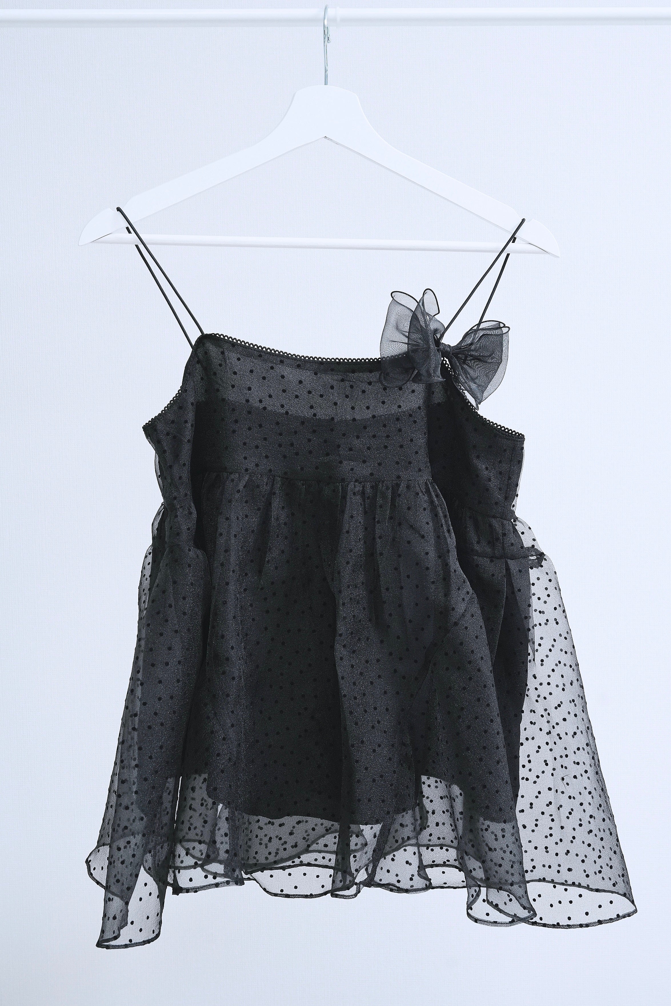 Ribbon dot tulle cami (Black)
