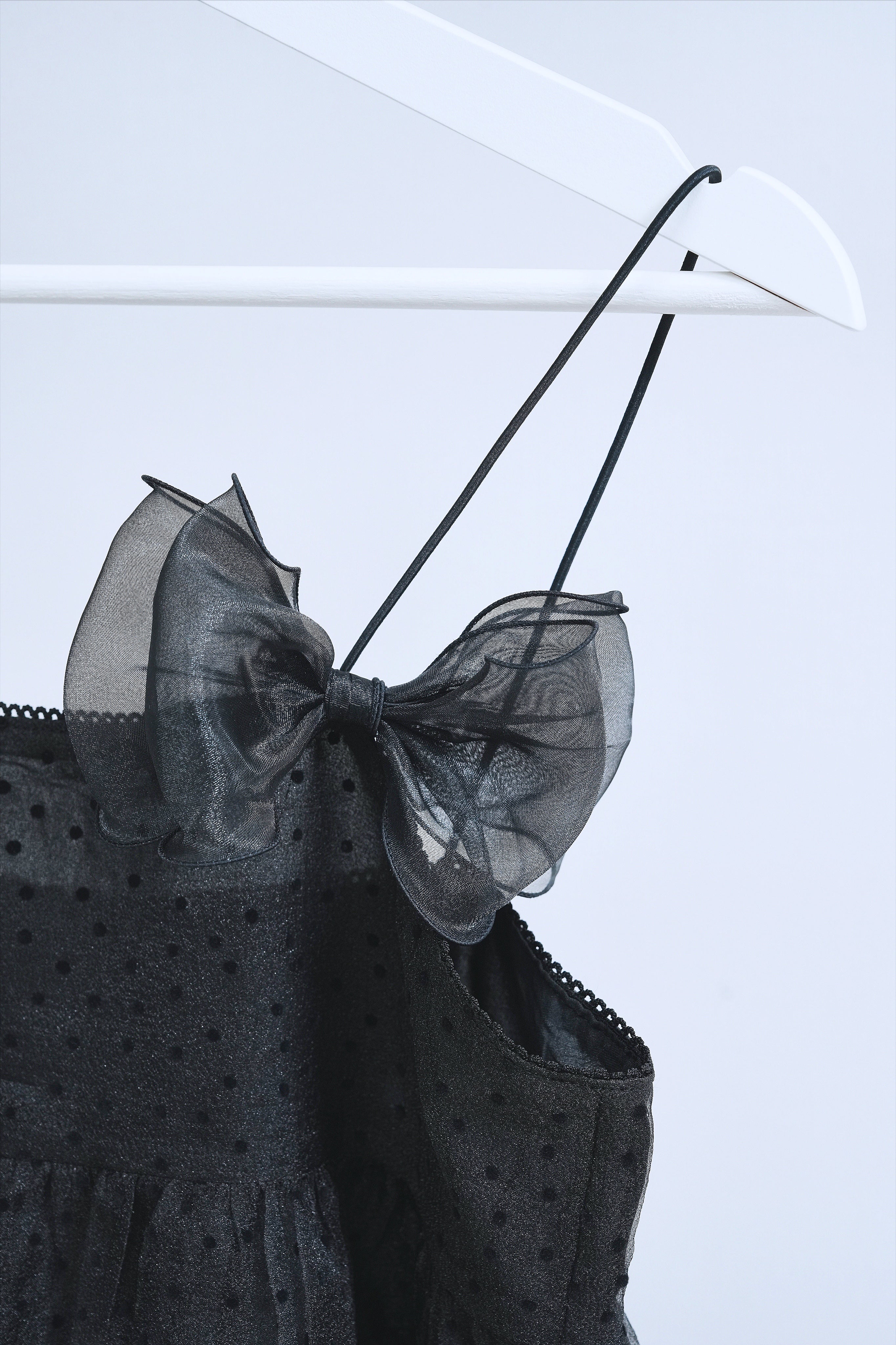 Ribbon dot tulle cami (Black)