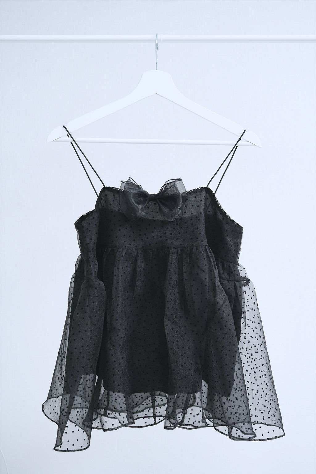 Ribbon dot tulle cami (Black)