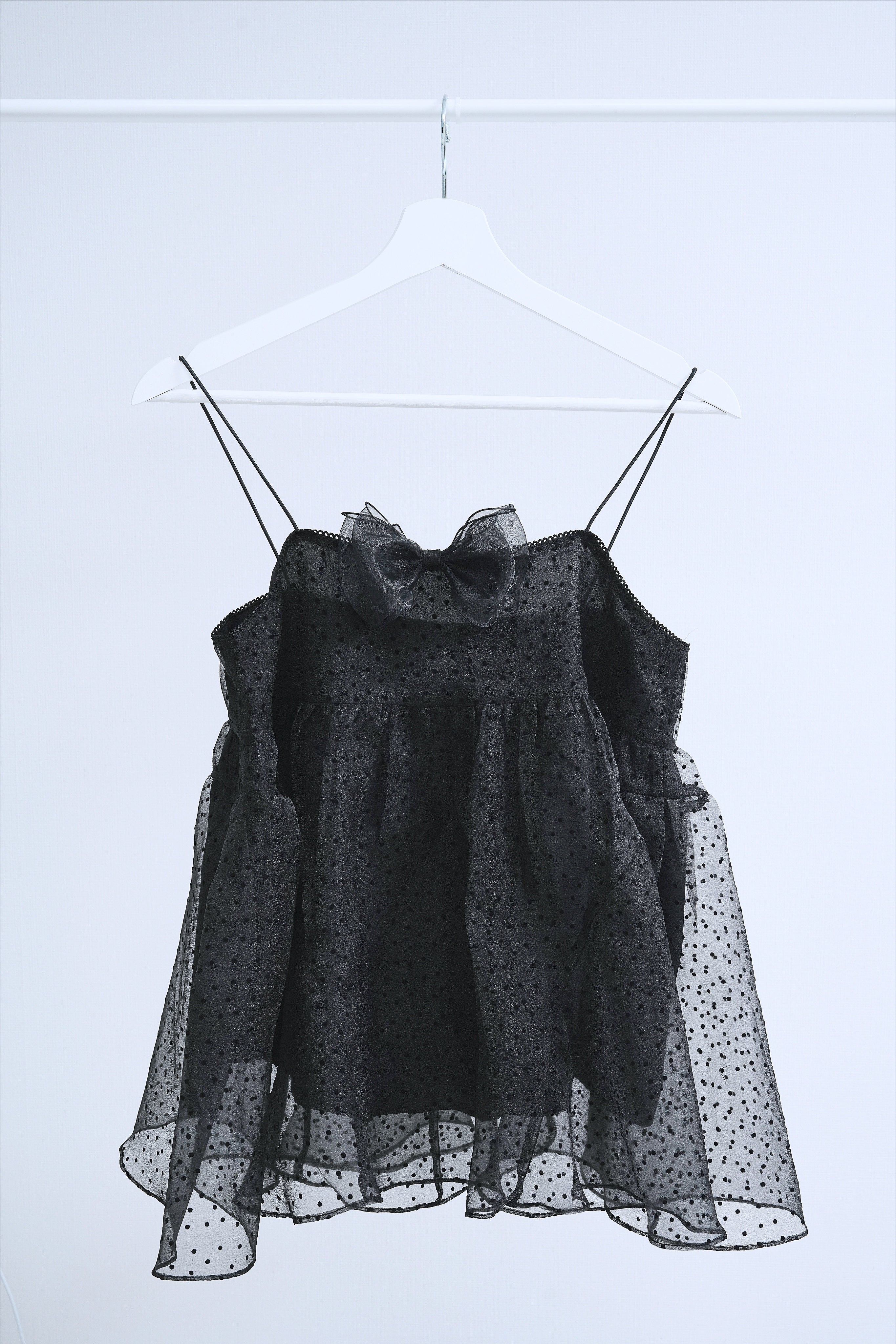 Ribbon dot tulle cami (Black)