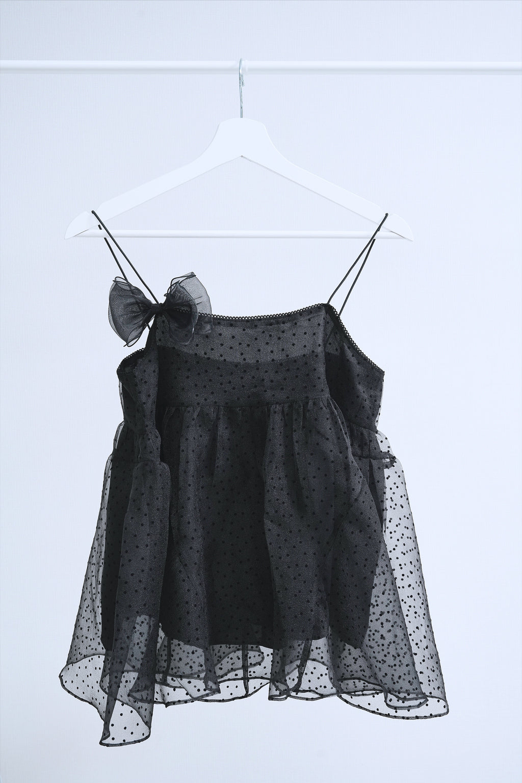 Ribbon dot tulle cami (Black)