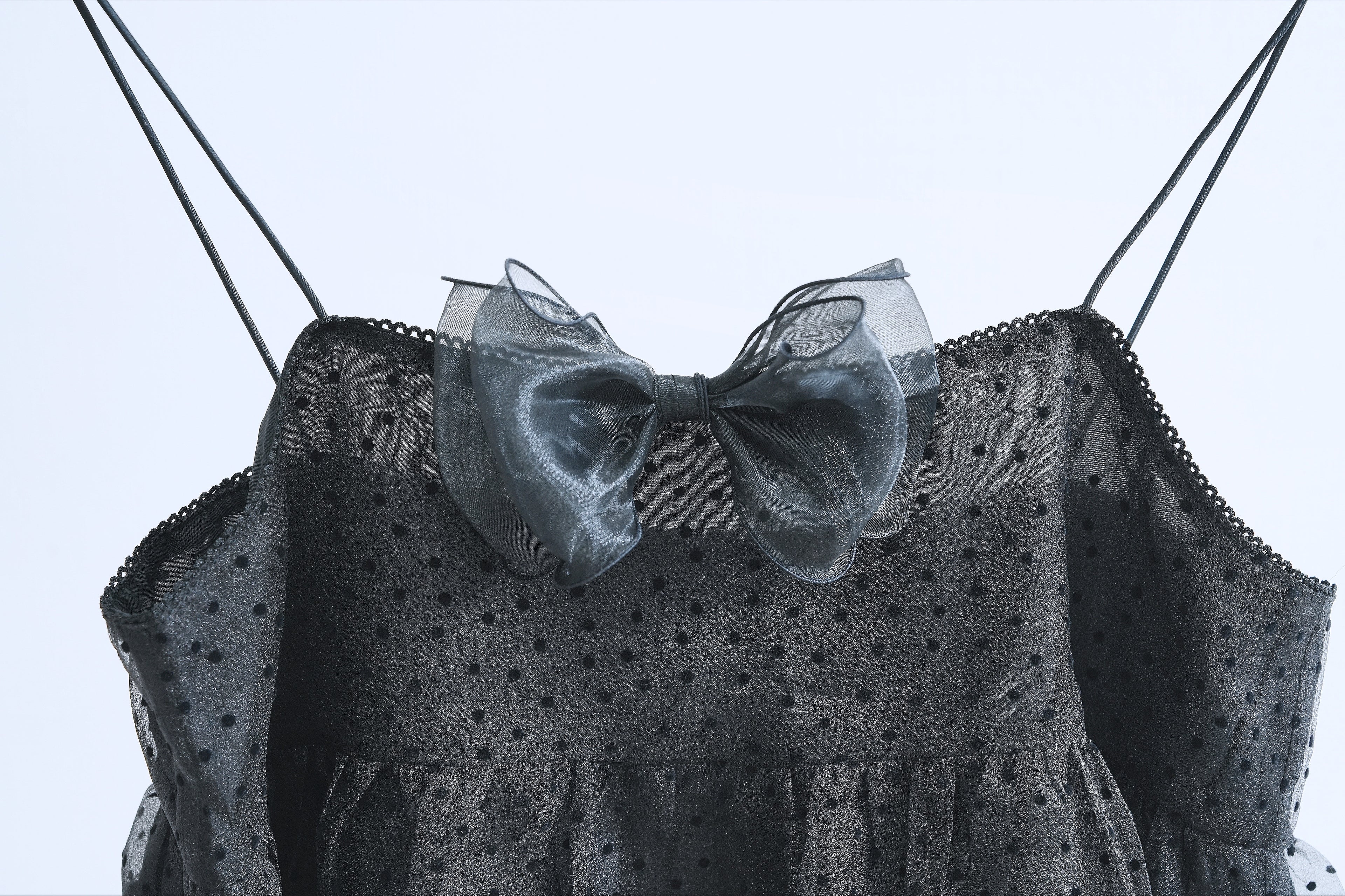 Ribbon dot tulle cami (Black)