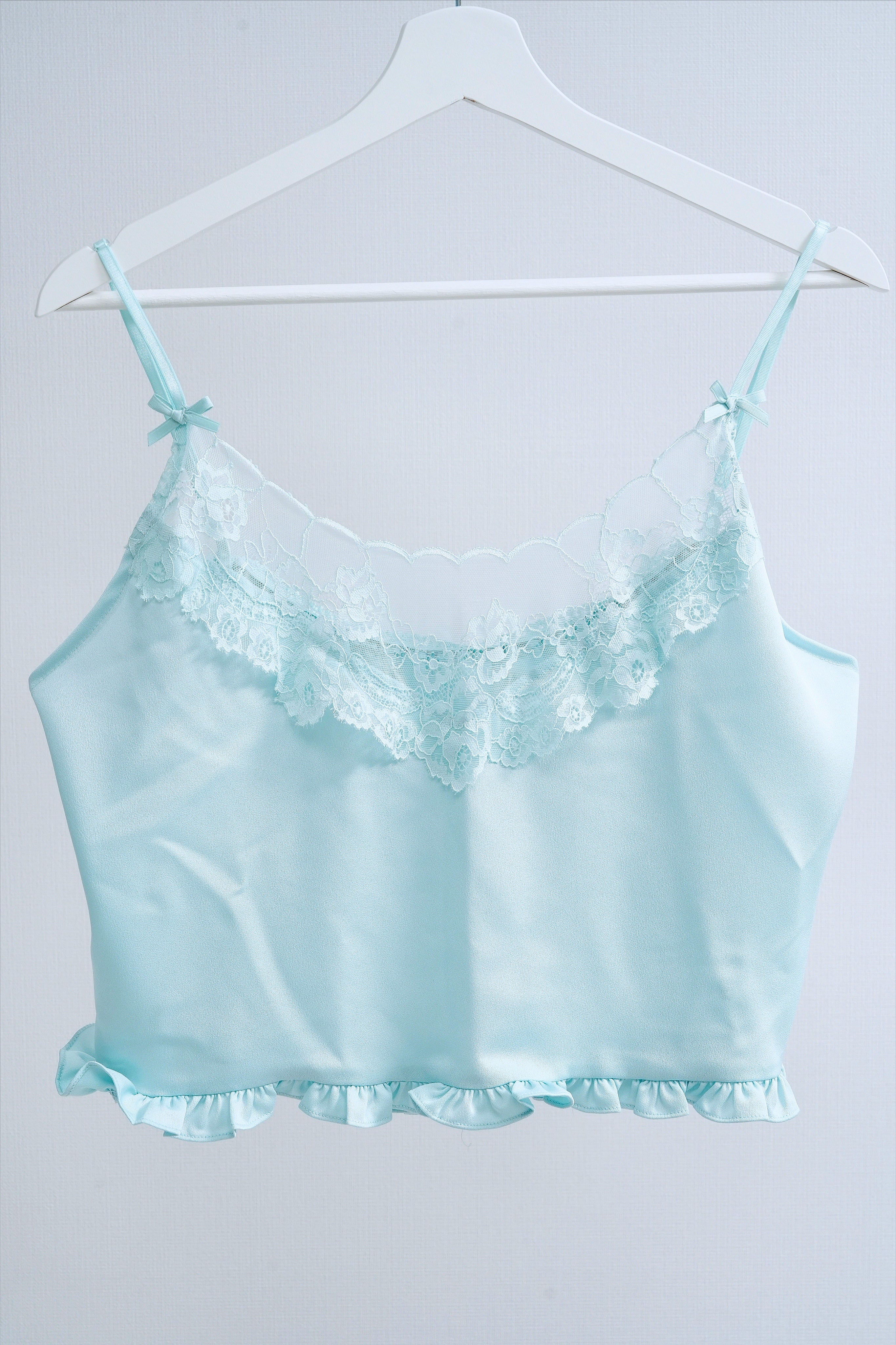 Ribbon slik lace cami(mint)
