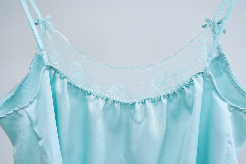 Ribbon slik lace cami(mint)