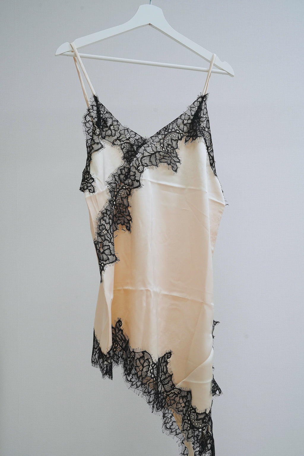 Satin V-neck with lace one piece