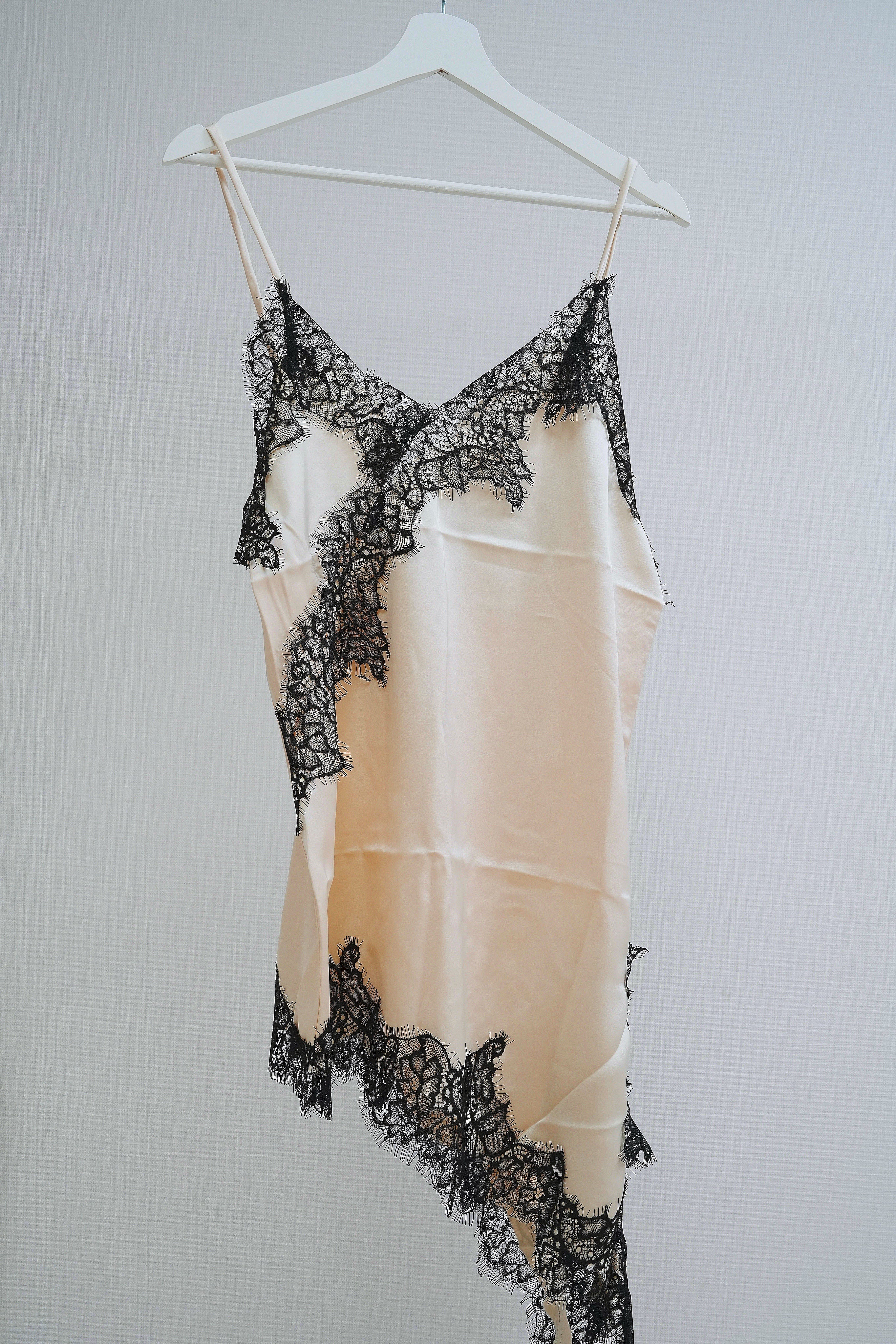 Satin V-neck with lace one piece