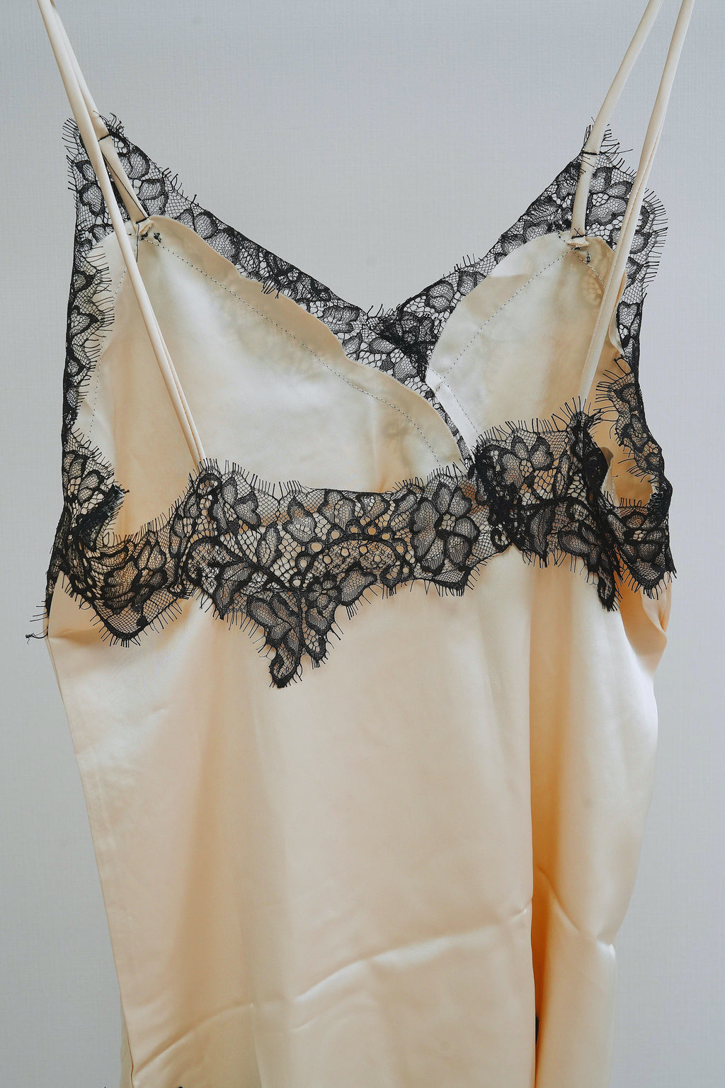 Satin V-neck with lace one piece