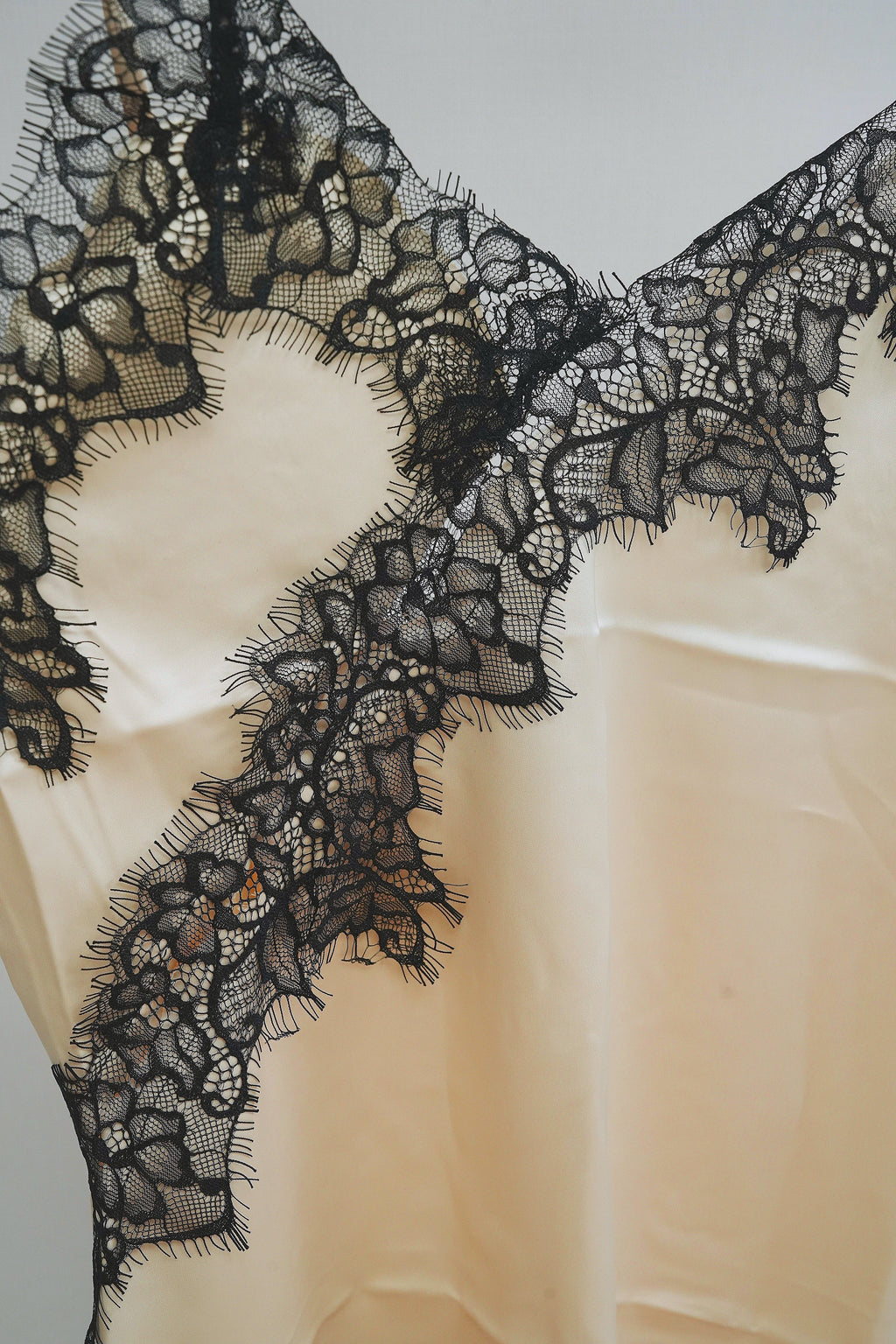 Satin V-neck with lace one piece
