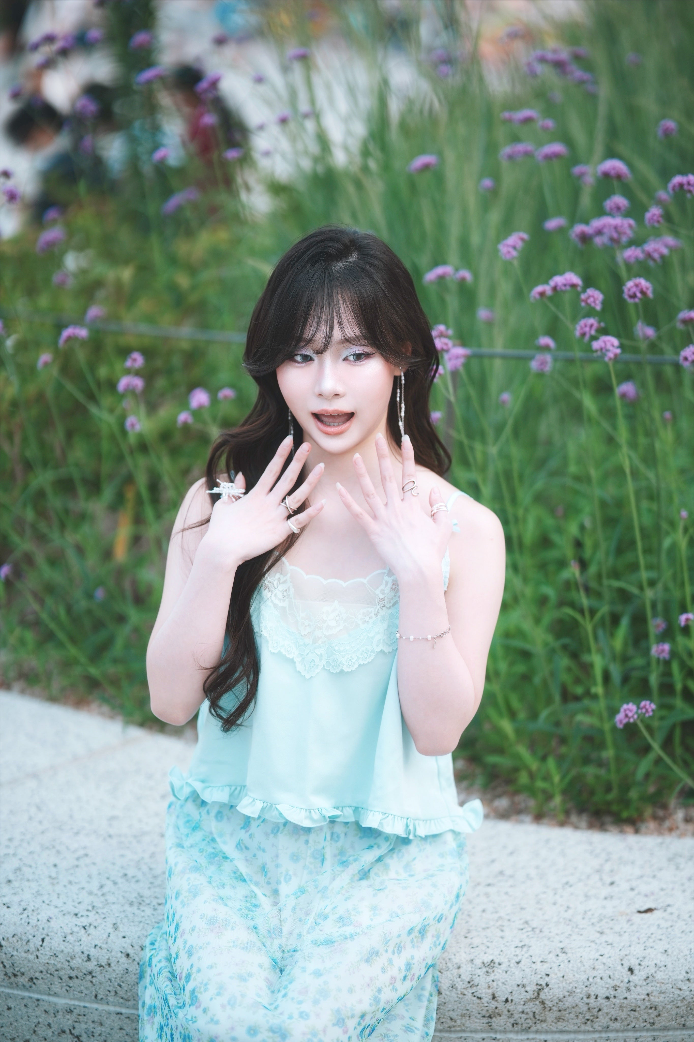 Ribbon slik lace cami(mint)