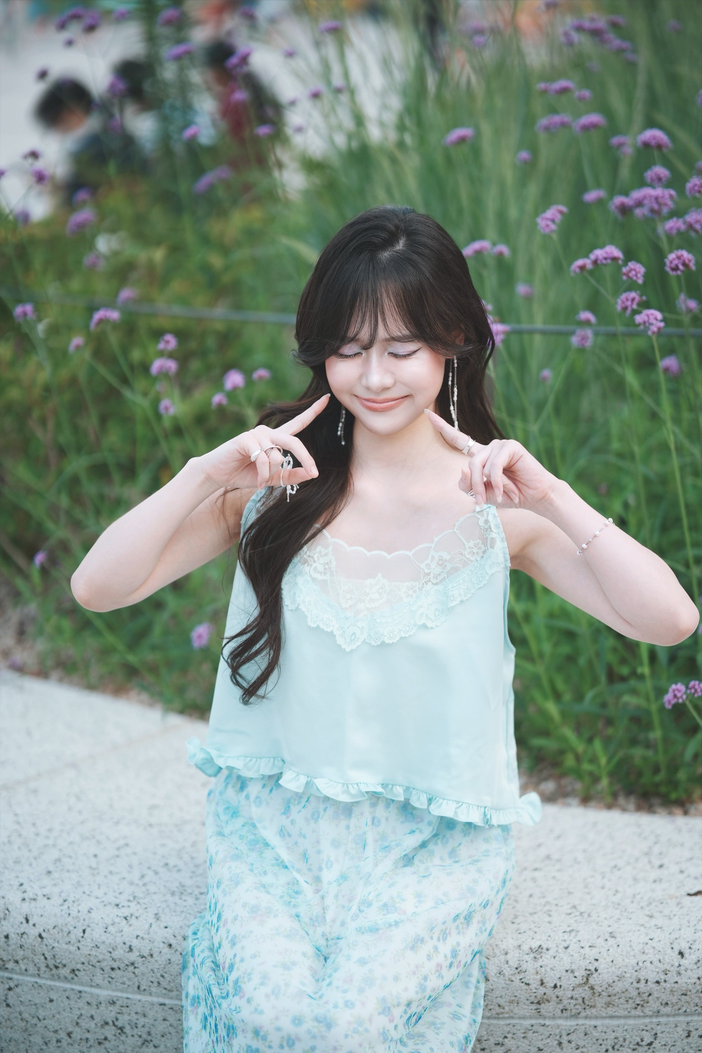 Ribbon slik lace cami(mint)