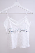 Y2K Graphic Print Lace Cami (White)