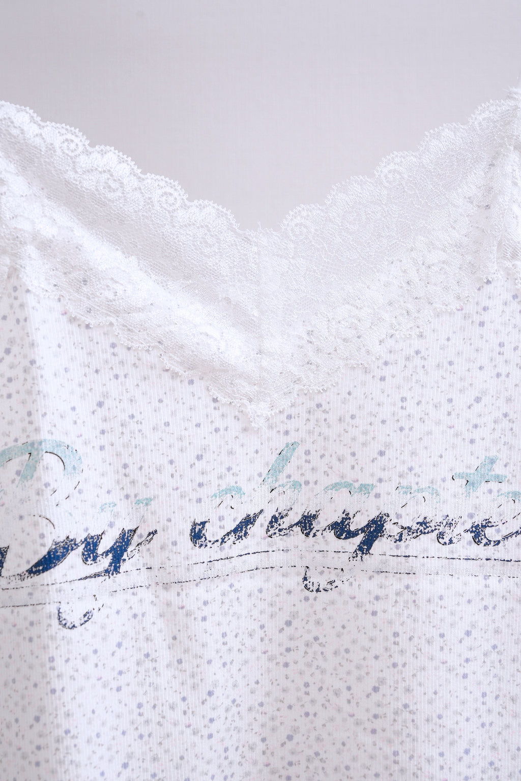 Y2K Graphic Print Lace Cami (White)