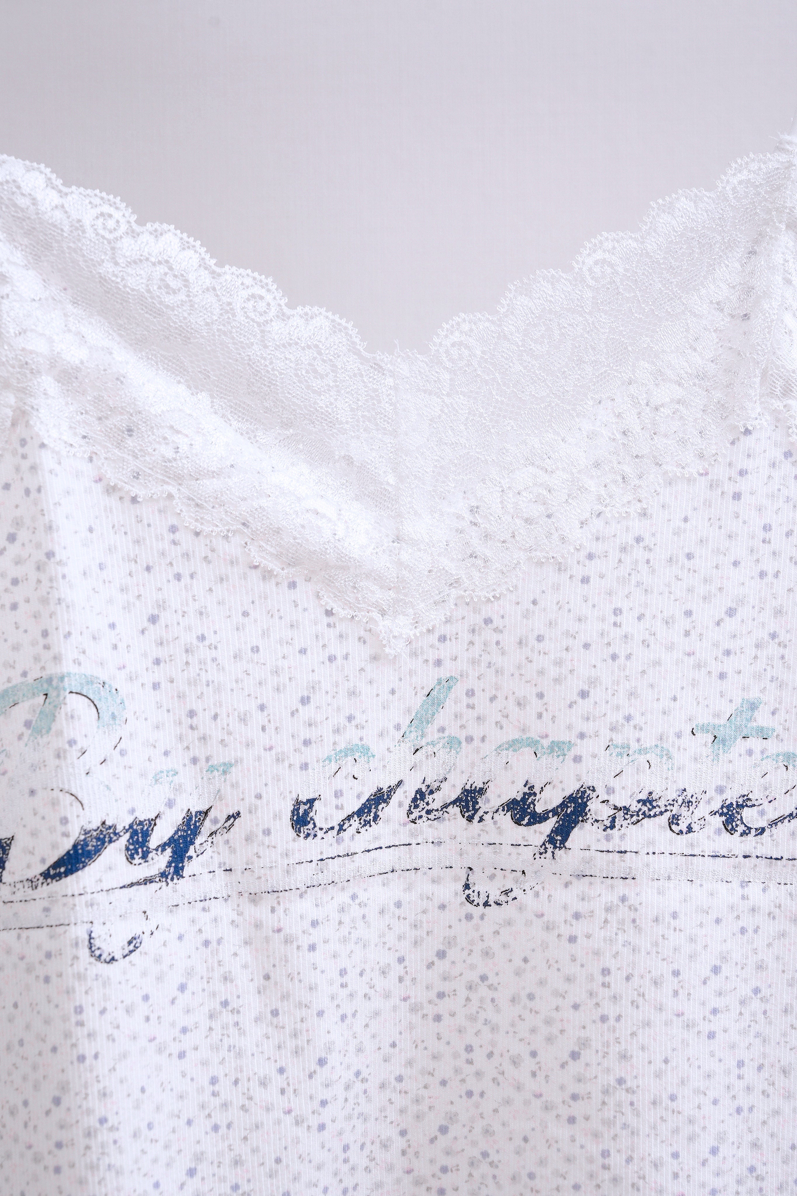 Y2K Graphic Print Lace Cami (White)
