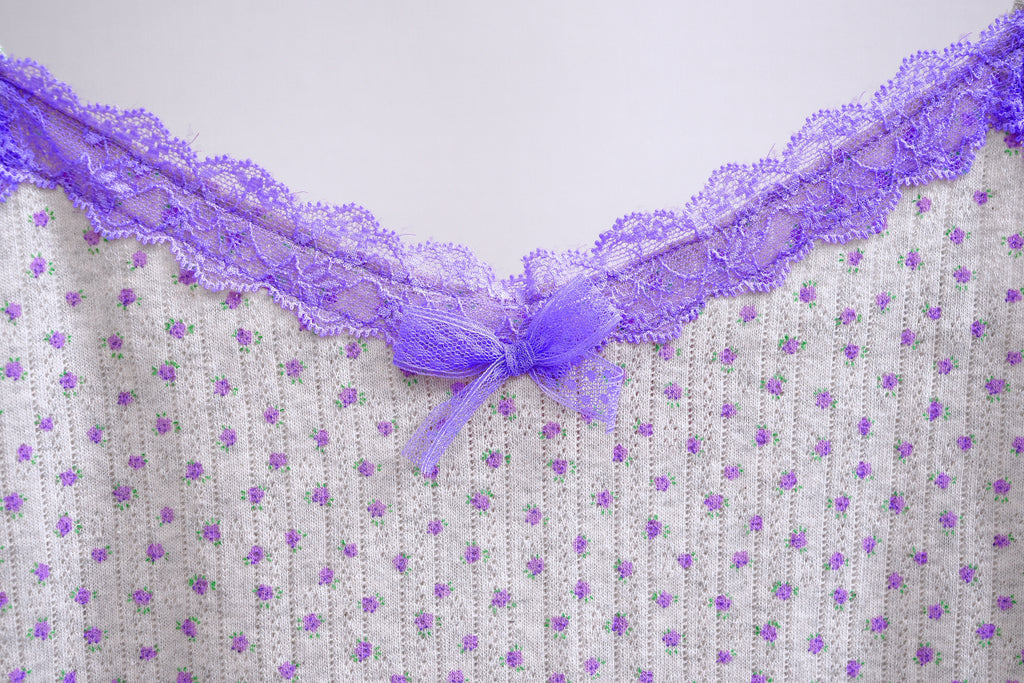 Y2K Purple Lace Floral Cami