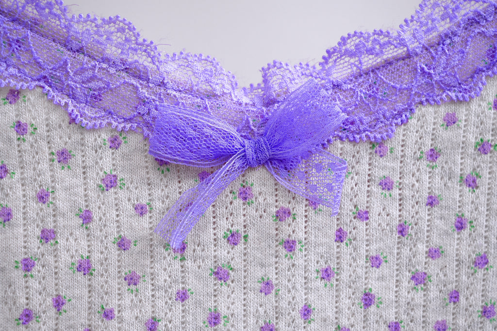 Y2K Purple Lace Floral Cami
