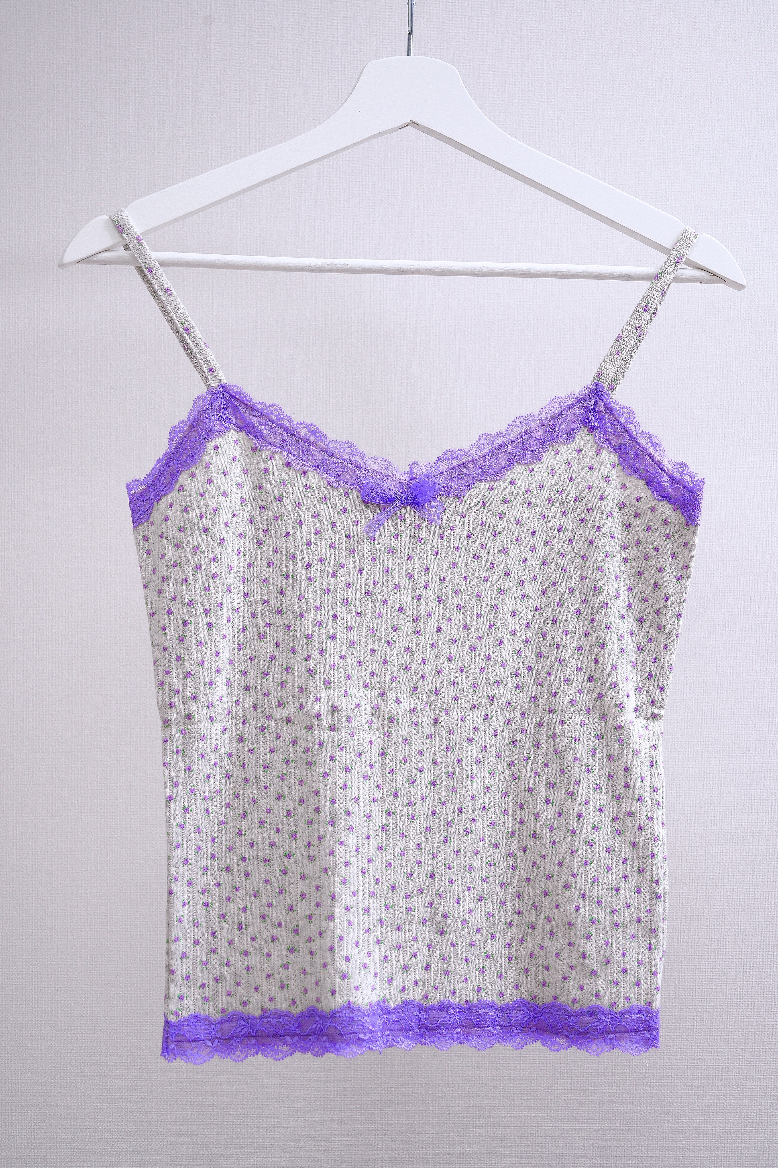 Y2K Purple Lace Floral Cami