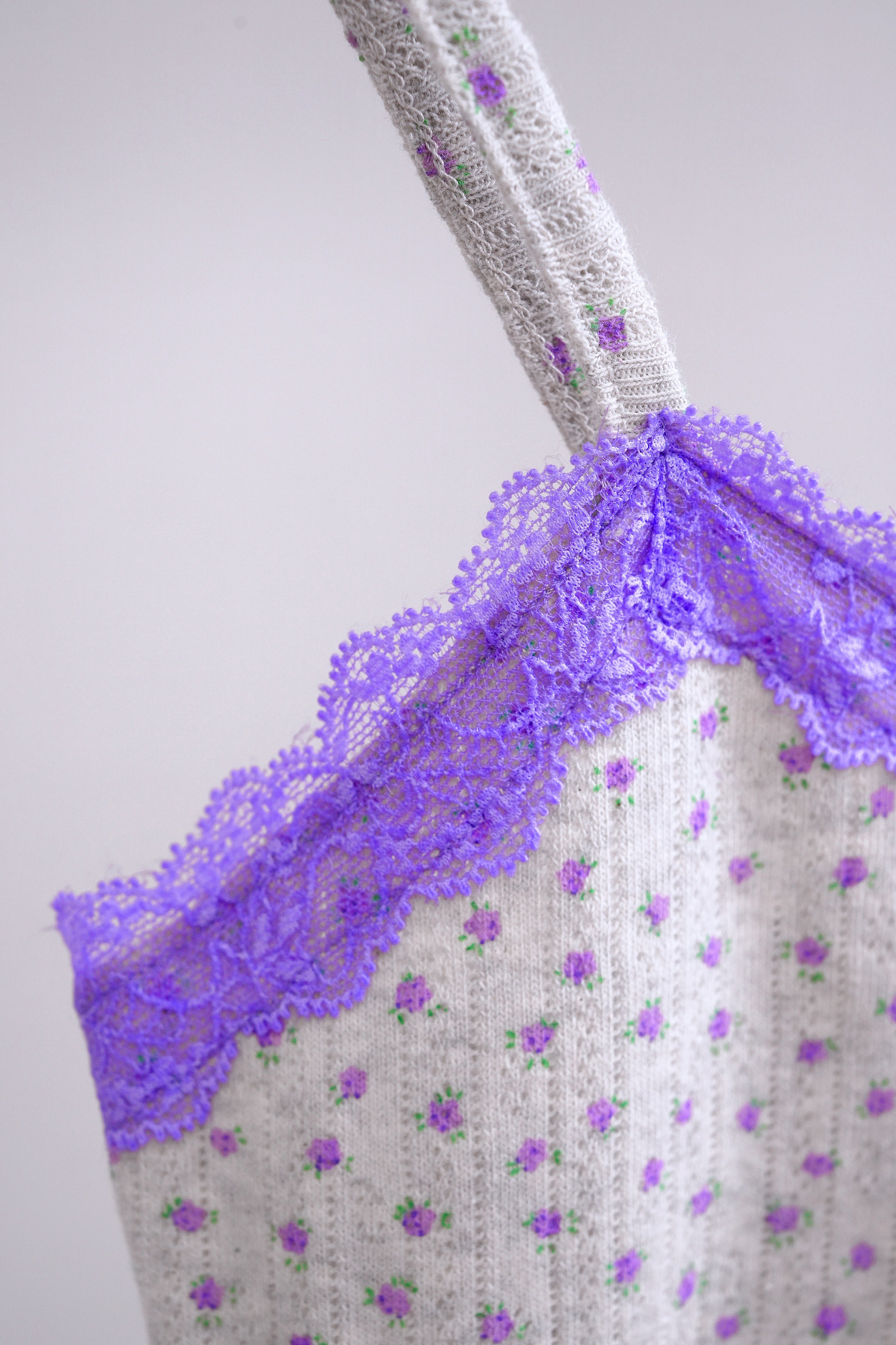 Y2K Purple Lace Floral Cami