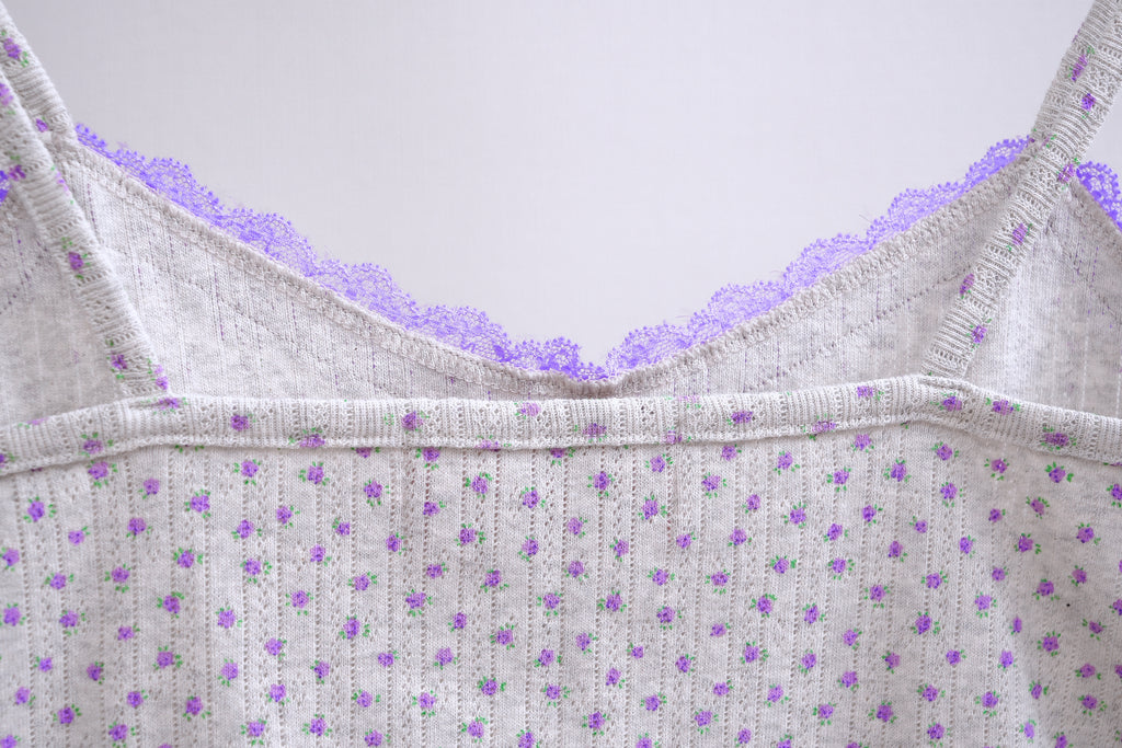Y2K Purple Lace Floral Cami
