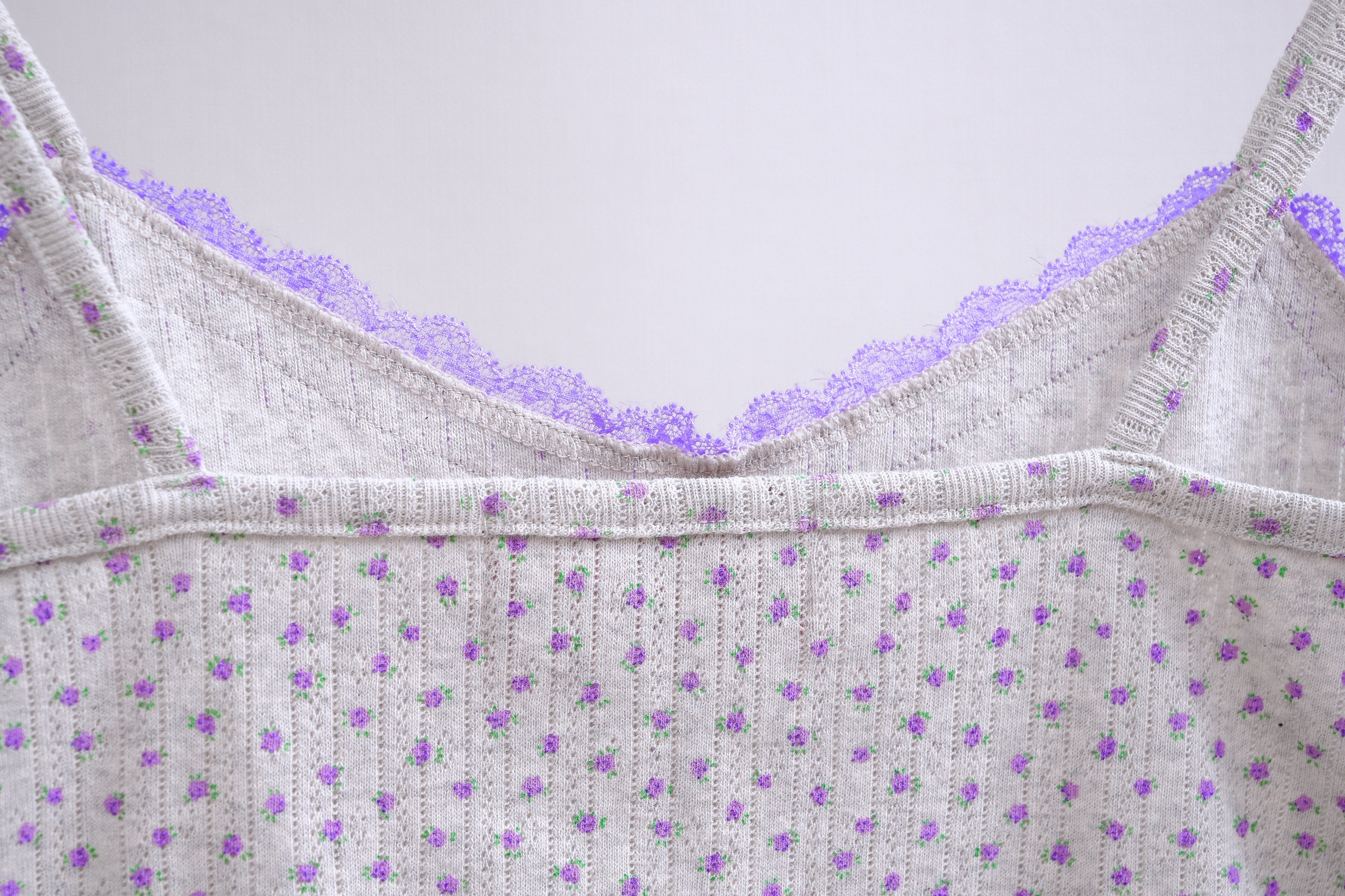 Y2K Purple Lace Floral Cami