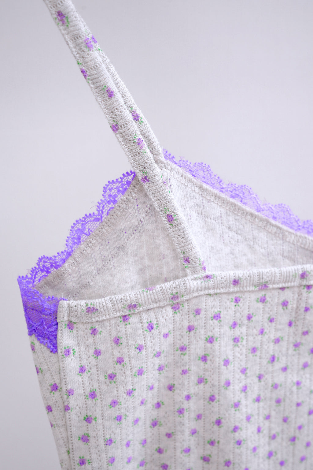 Y2K Purple Lace Floral Cami