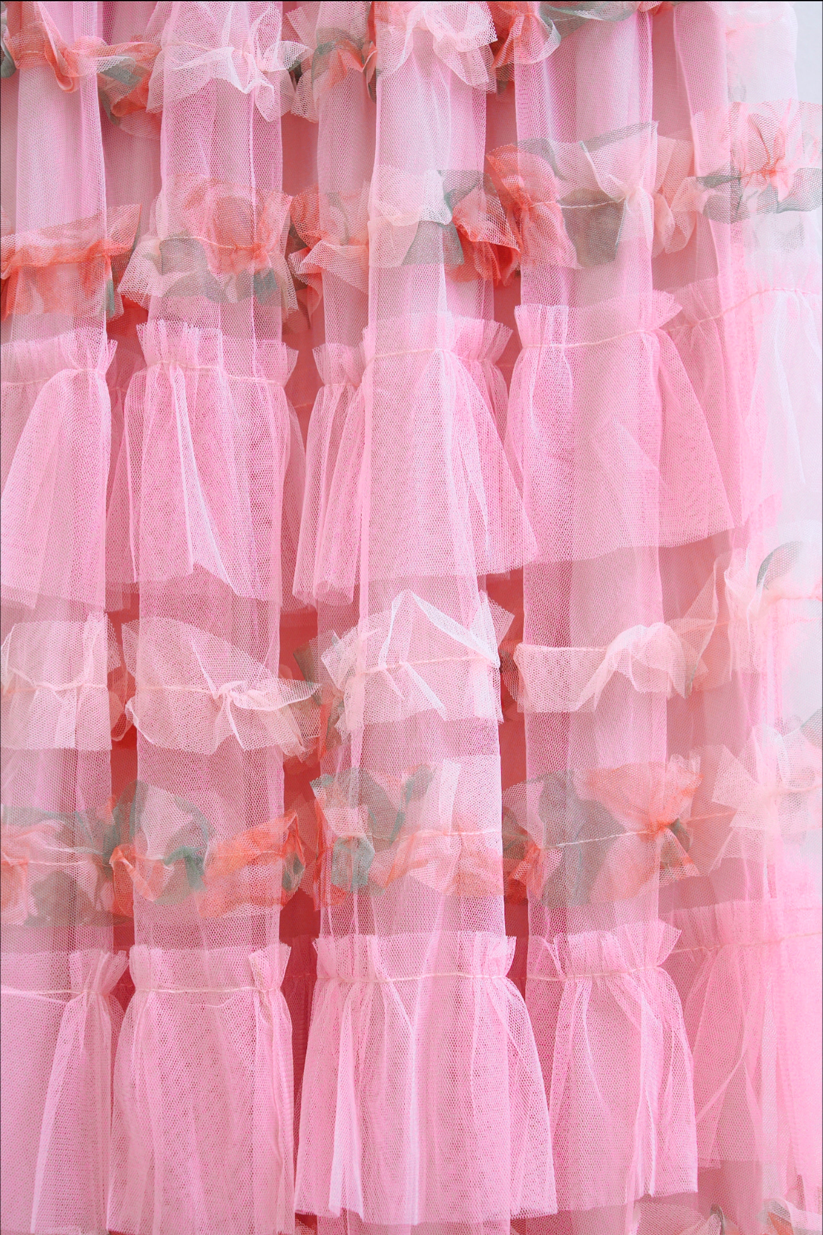 Fairy Tale Petal Organza Layered Maxi Skirt (Pink)
