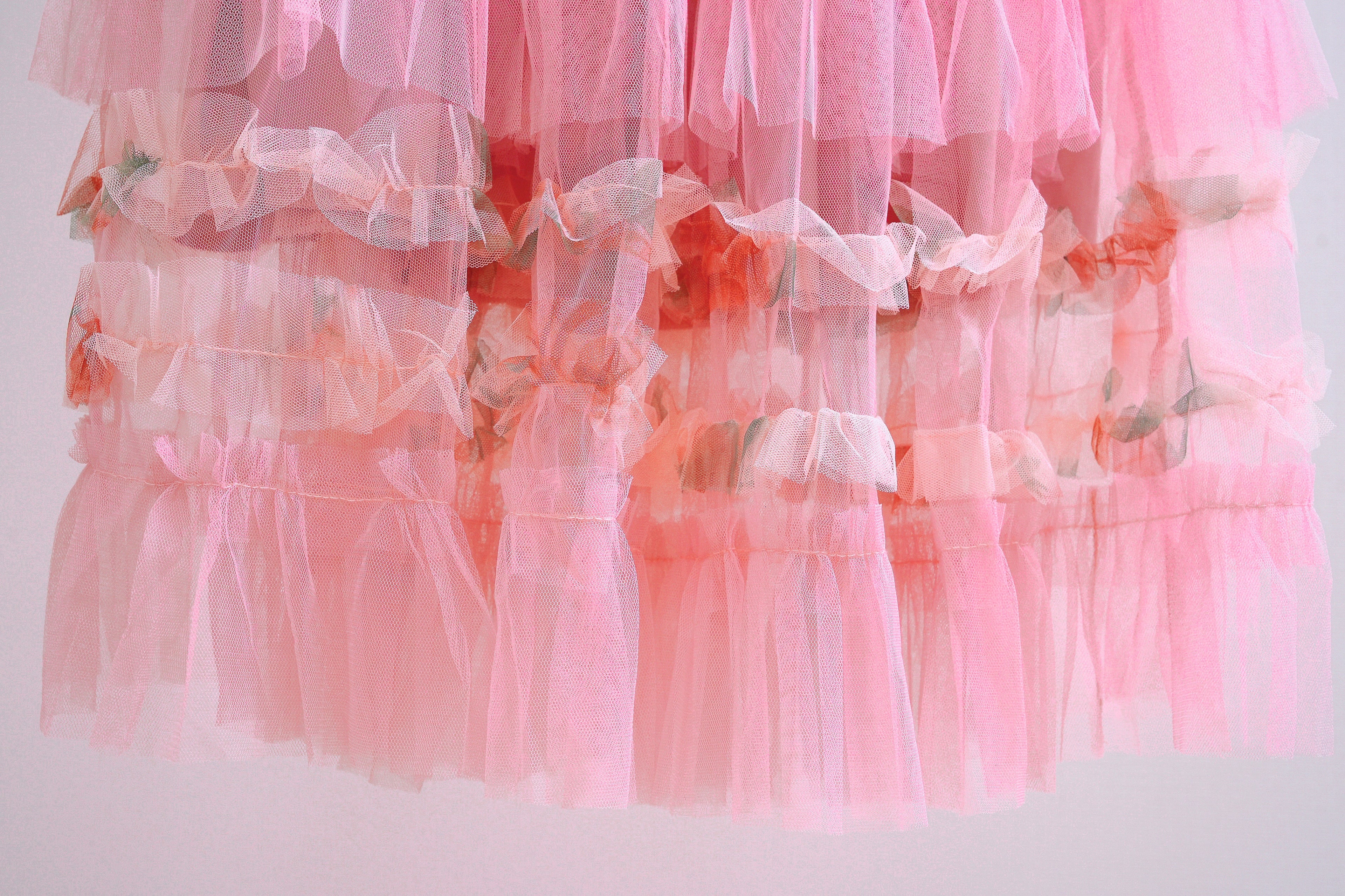 Fairy Tale Petal Organza Layered Maxi Skirt (Pink)