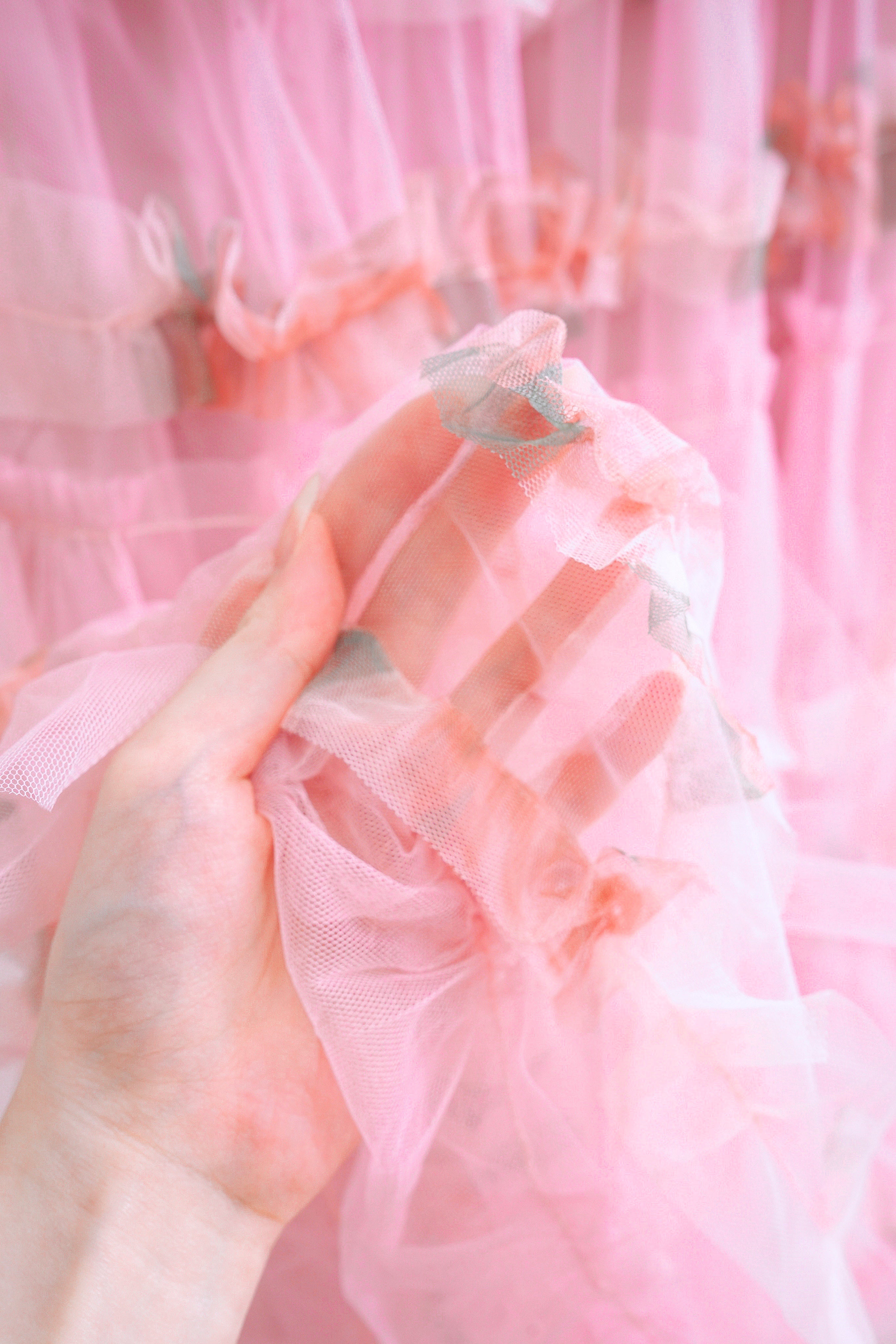 Fairy Tale Petal Organza Layered Maxi Skirt (Pink)