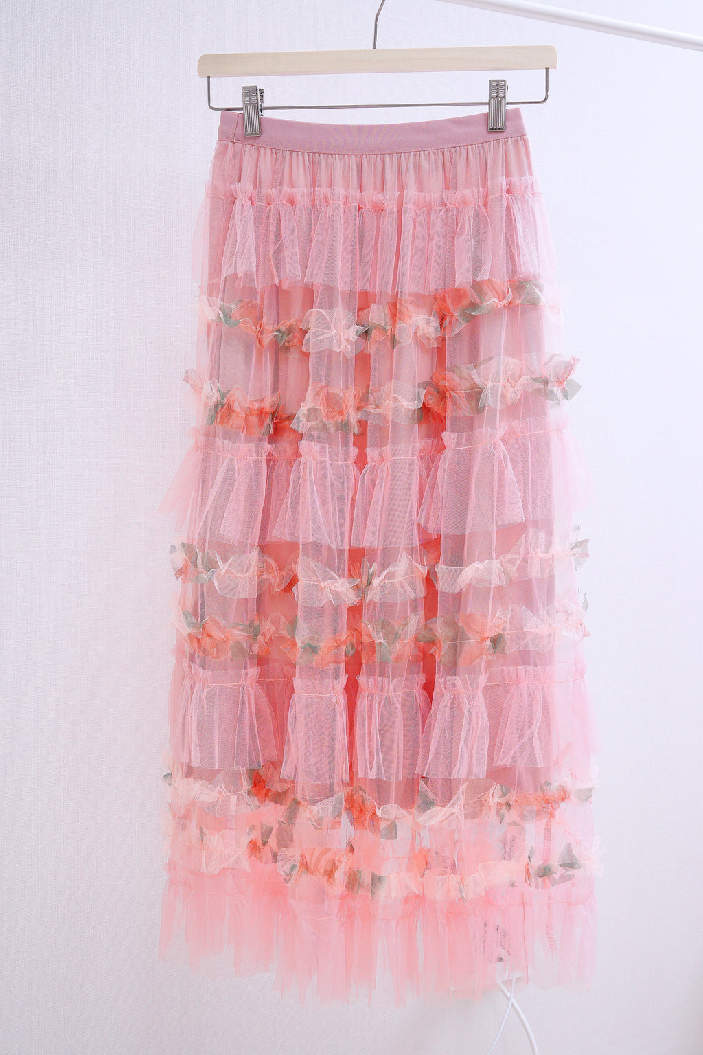 Fairy Tale Petal Organza Layered Maxi Skirt (Pink)