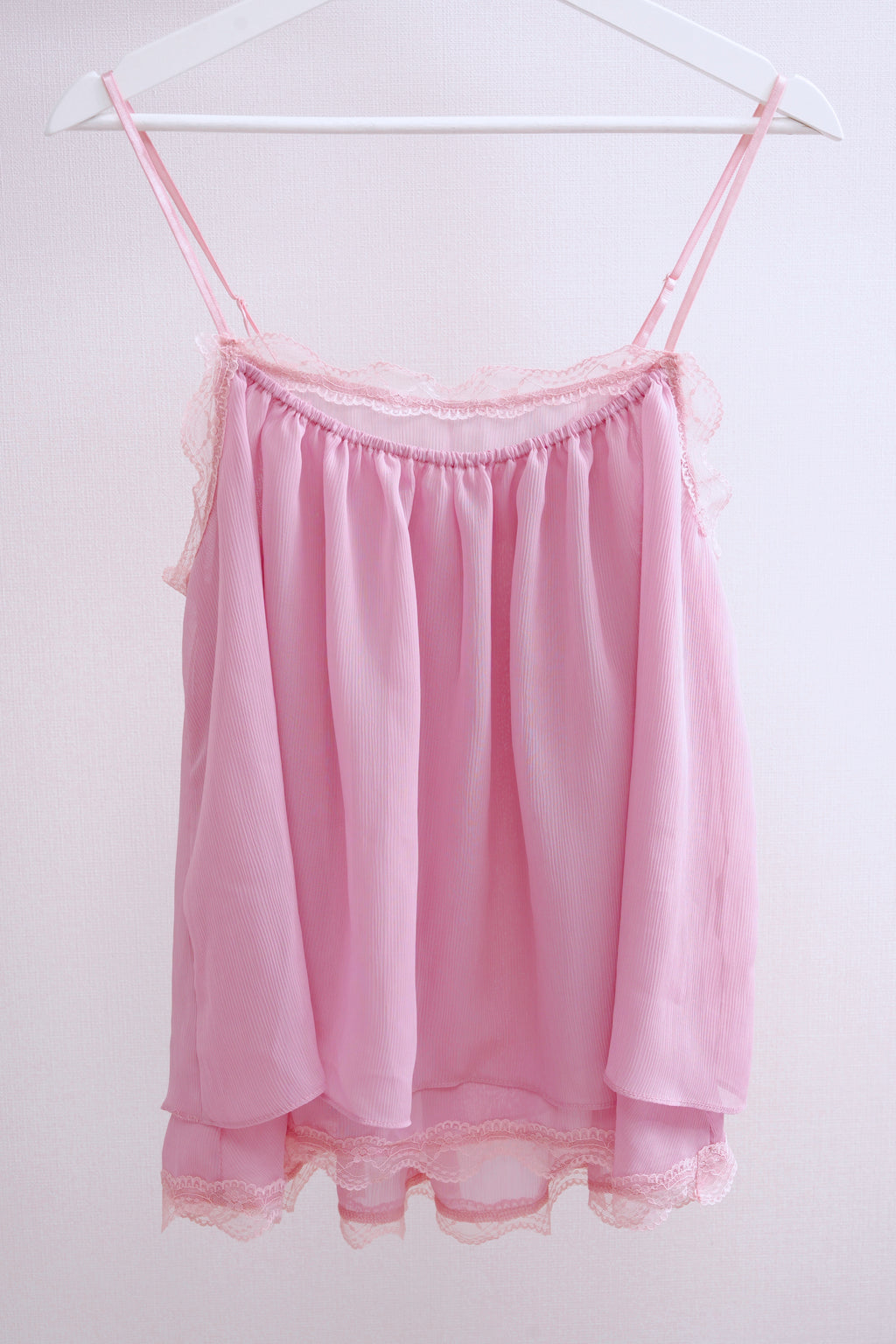 Sweet Romance Layered Sheer Lace Cami (Pink)