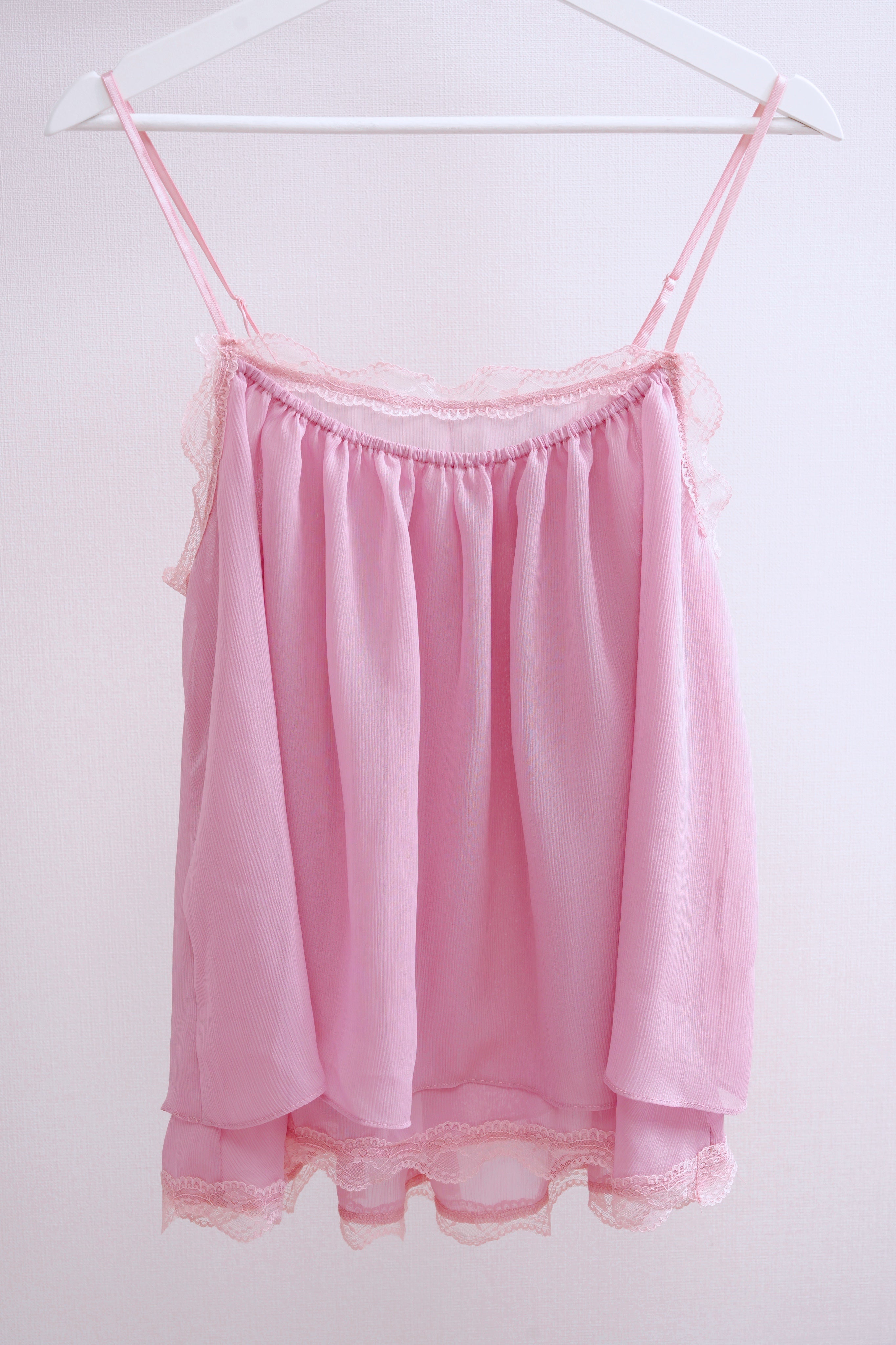 Sweet Romance Layered Sheer Lace Cami (Pink)