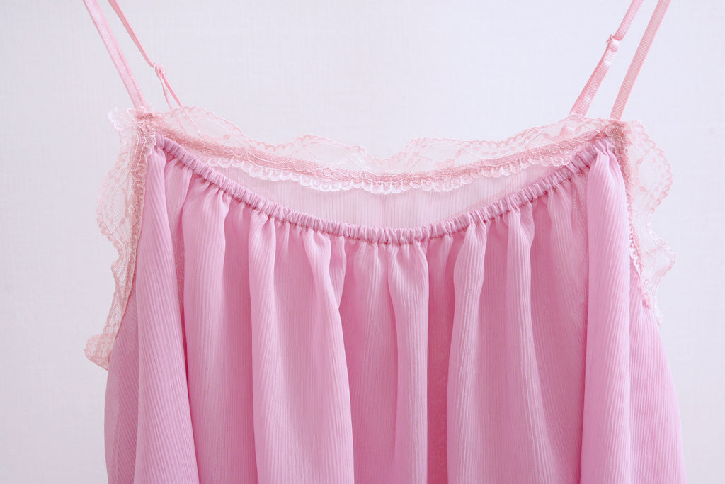 Sweet Romance Layered Sheer Lace Cami (Pink)