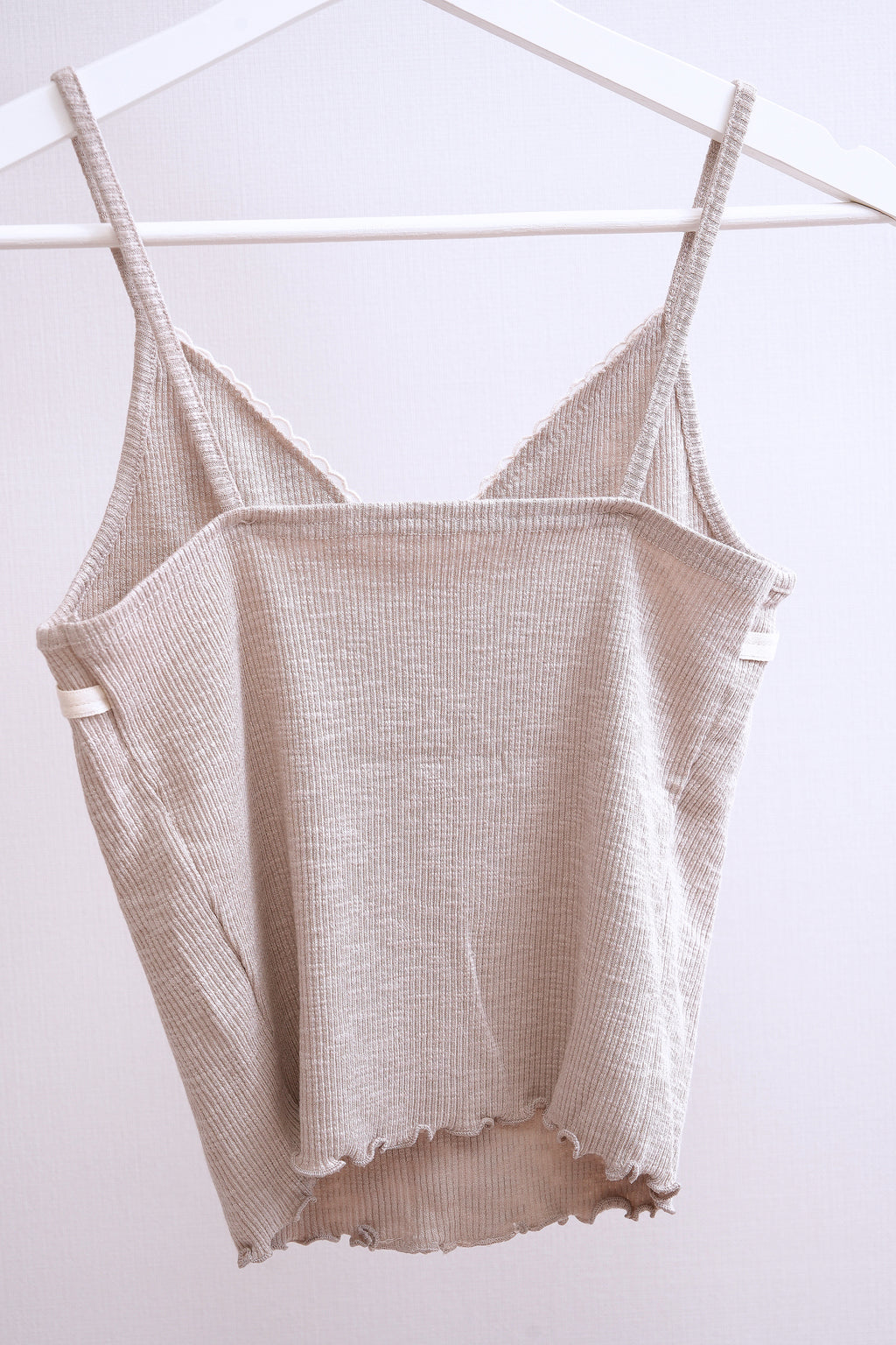 Vintage Lace Front Ribbed Cami (Oatmeal)