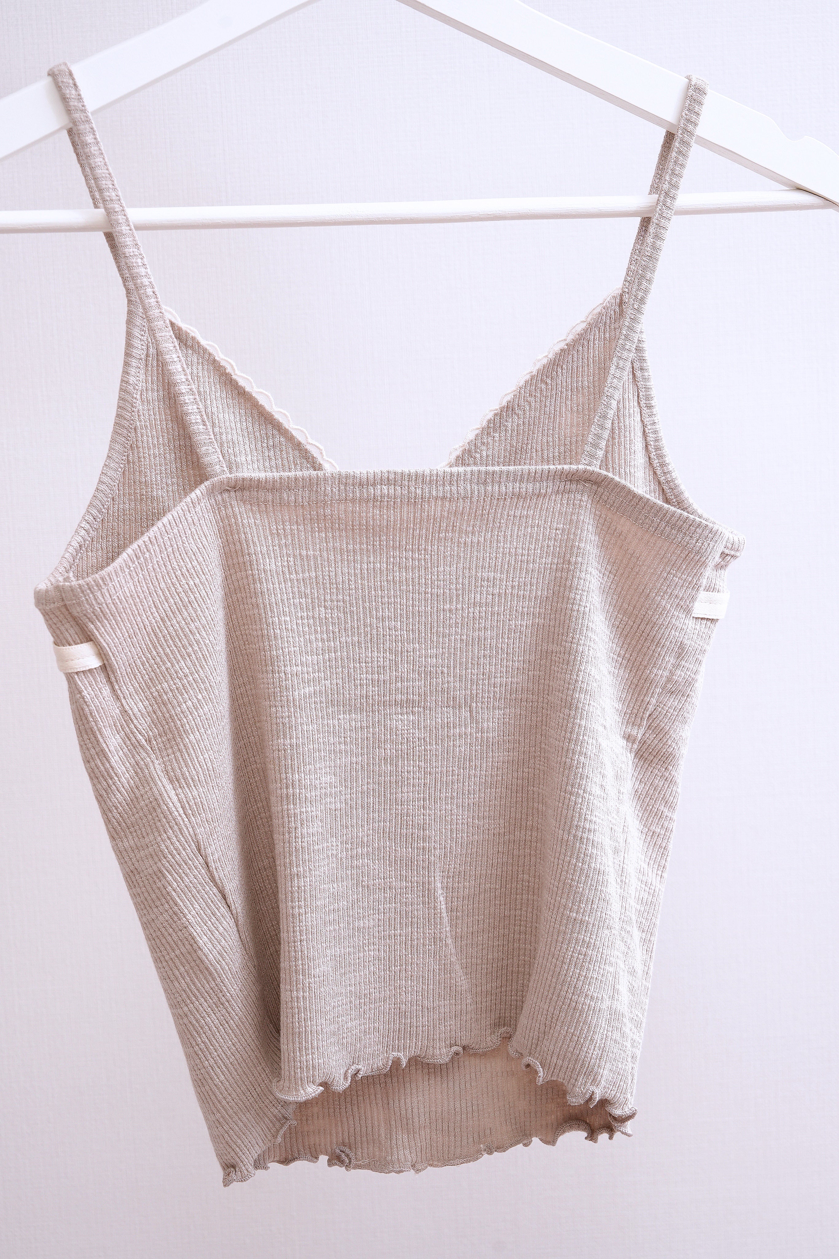 Vintage Lace Front Ribbed Cami (Oatmeal)