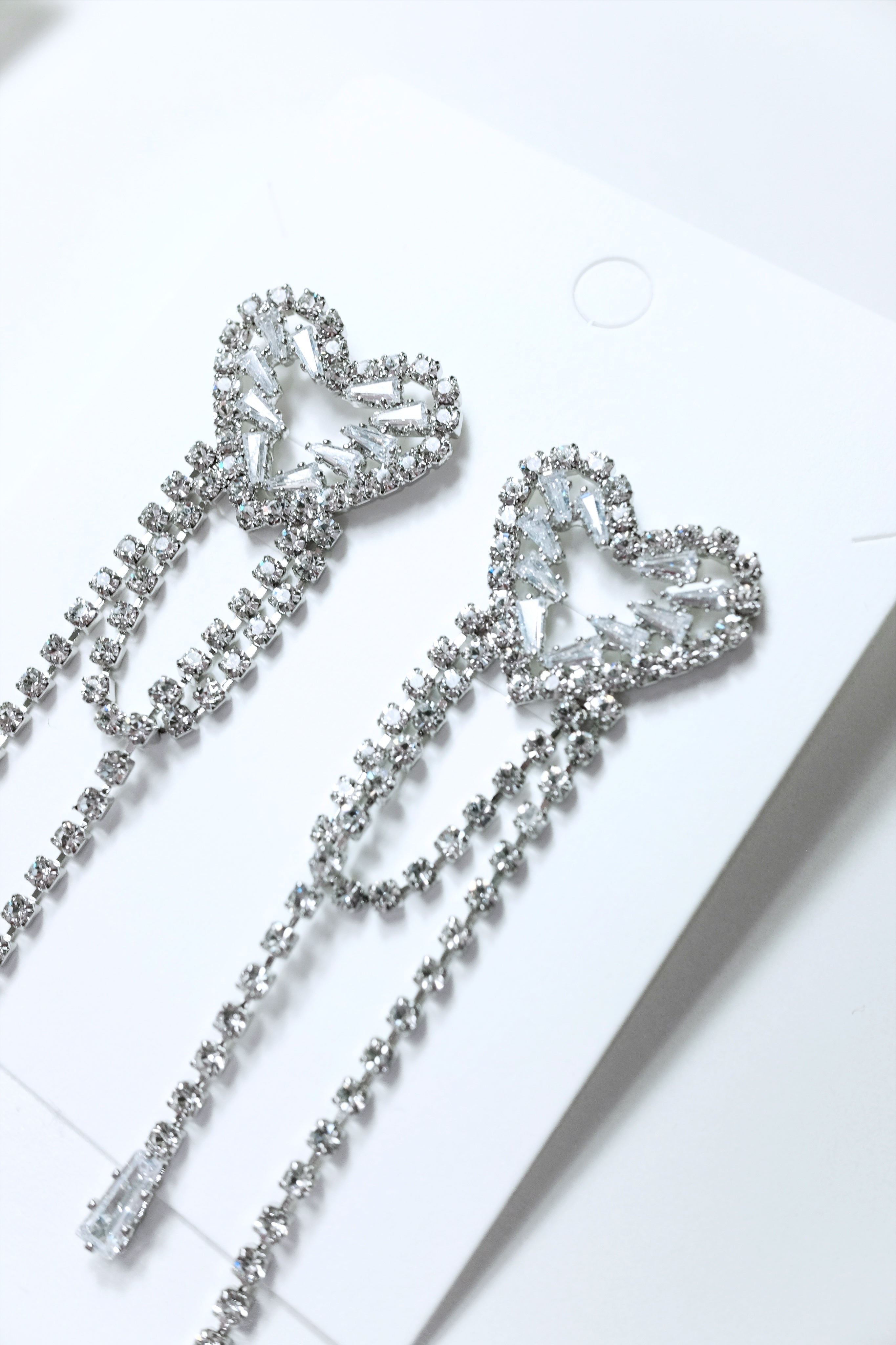Heart & Diamond Chain Earrings