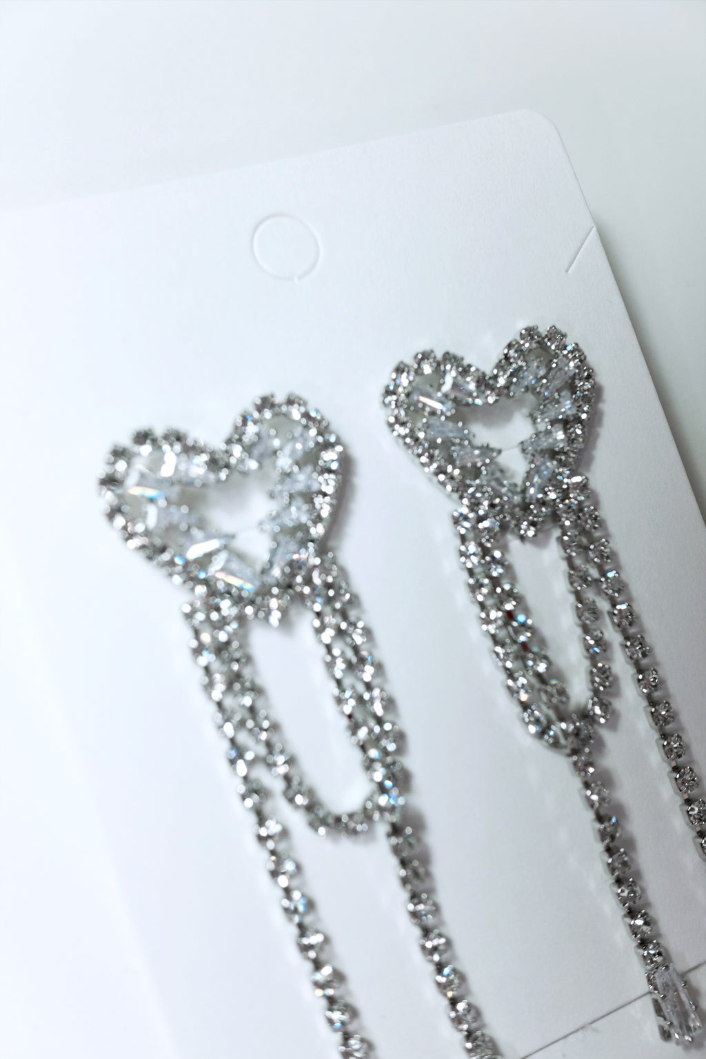 Heart & Diamond Chain Earrings