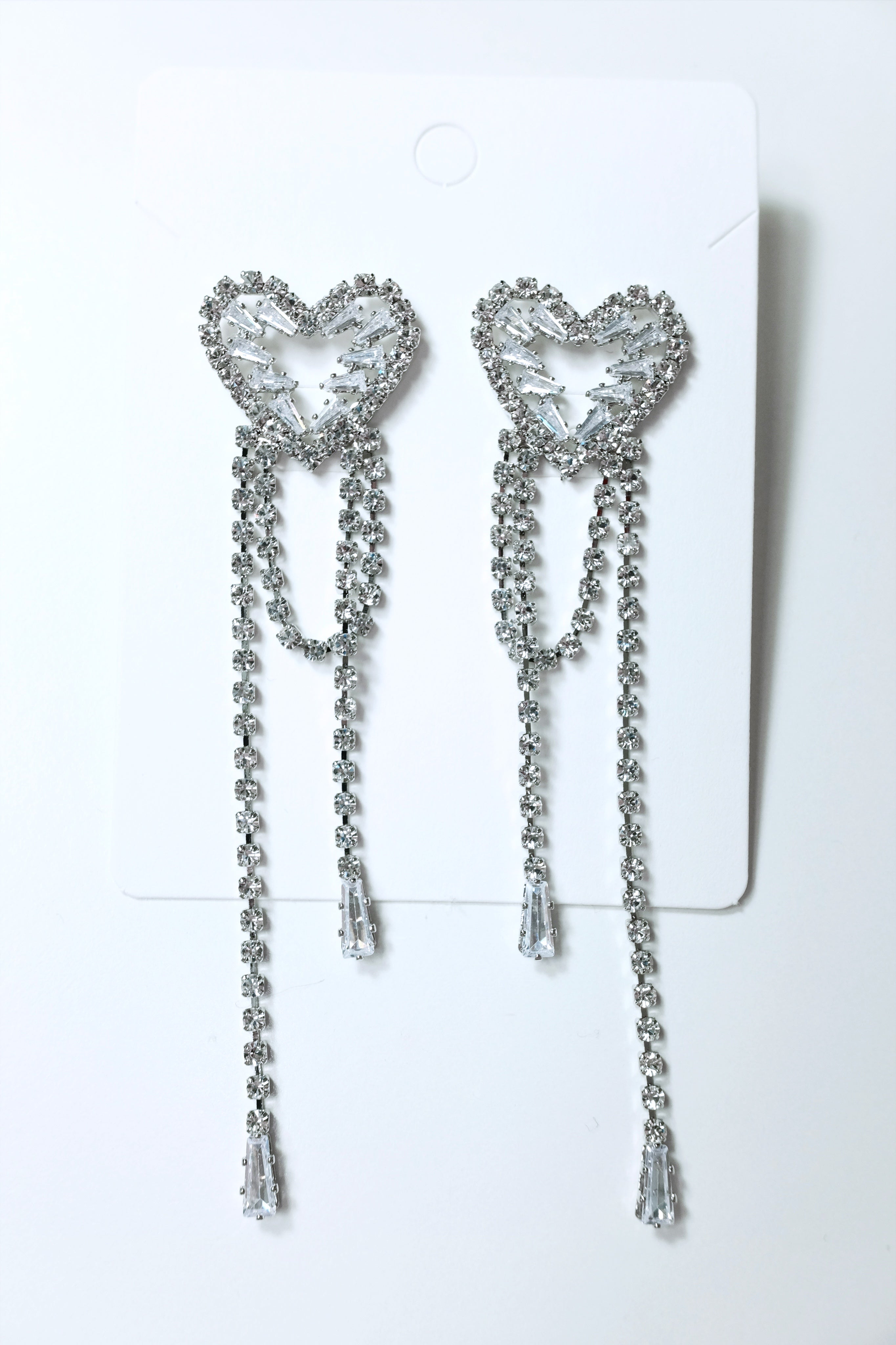 Heart & Diamond Chain Earrings