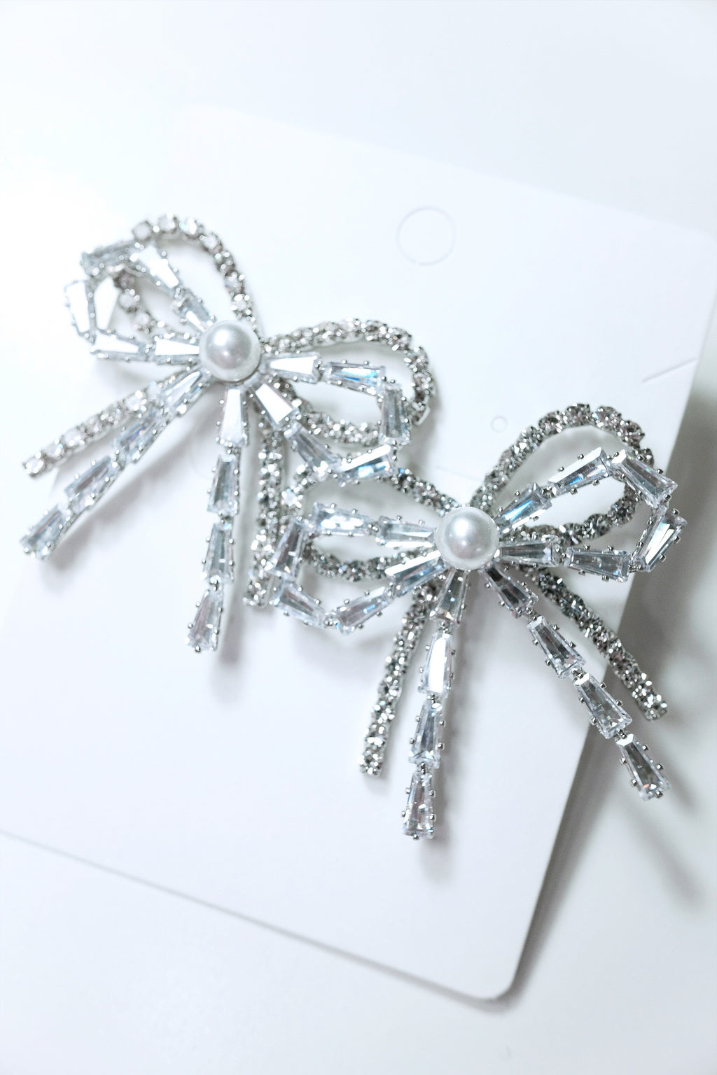 Double Layer Crystal Diamond Ribbon Earrings