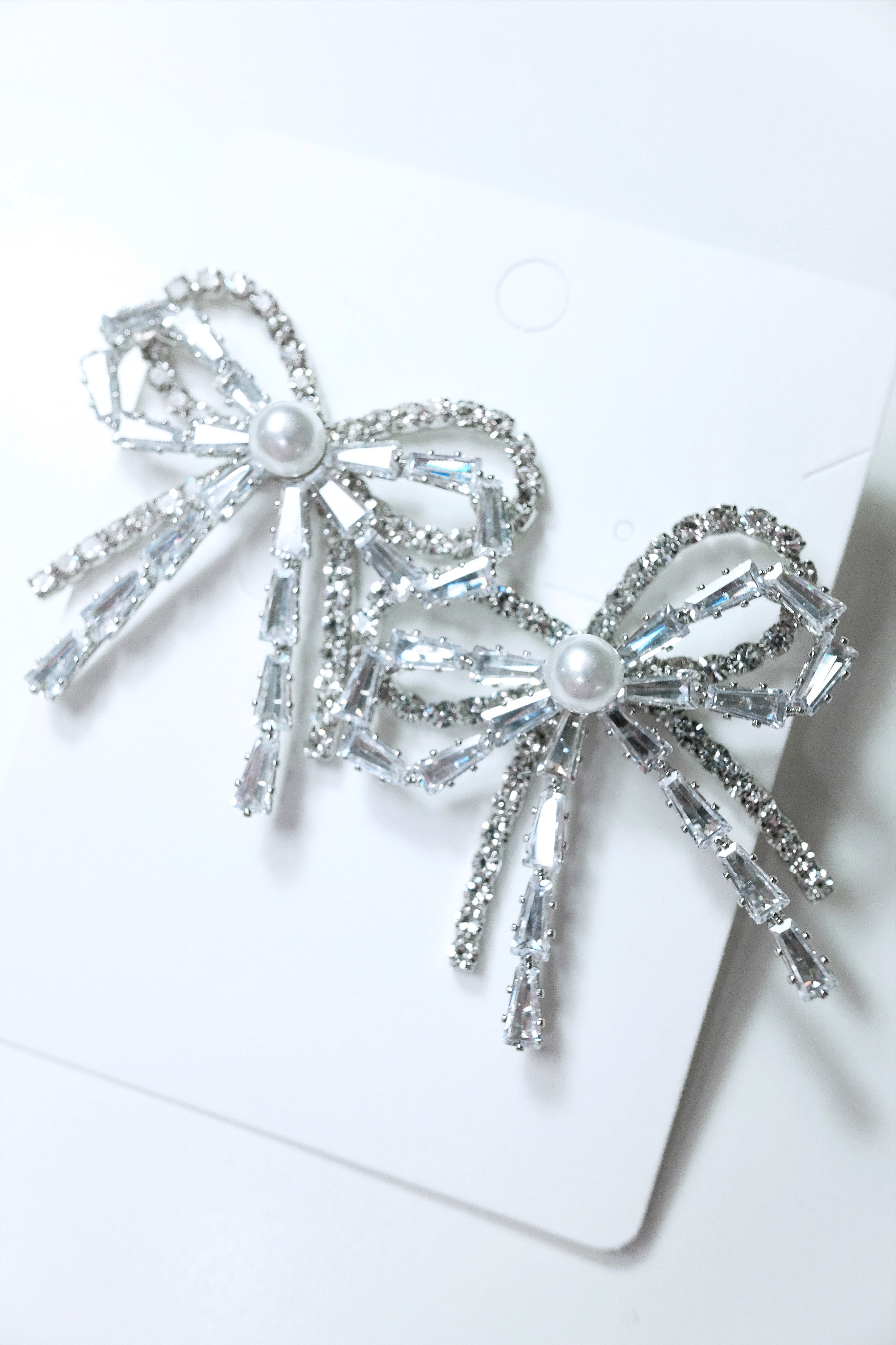 Double Layer Crystal Diamond Ribbon Earrings