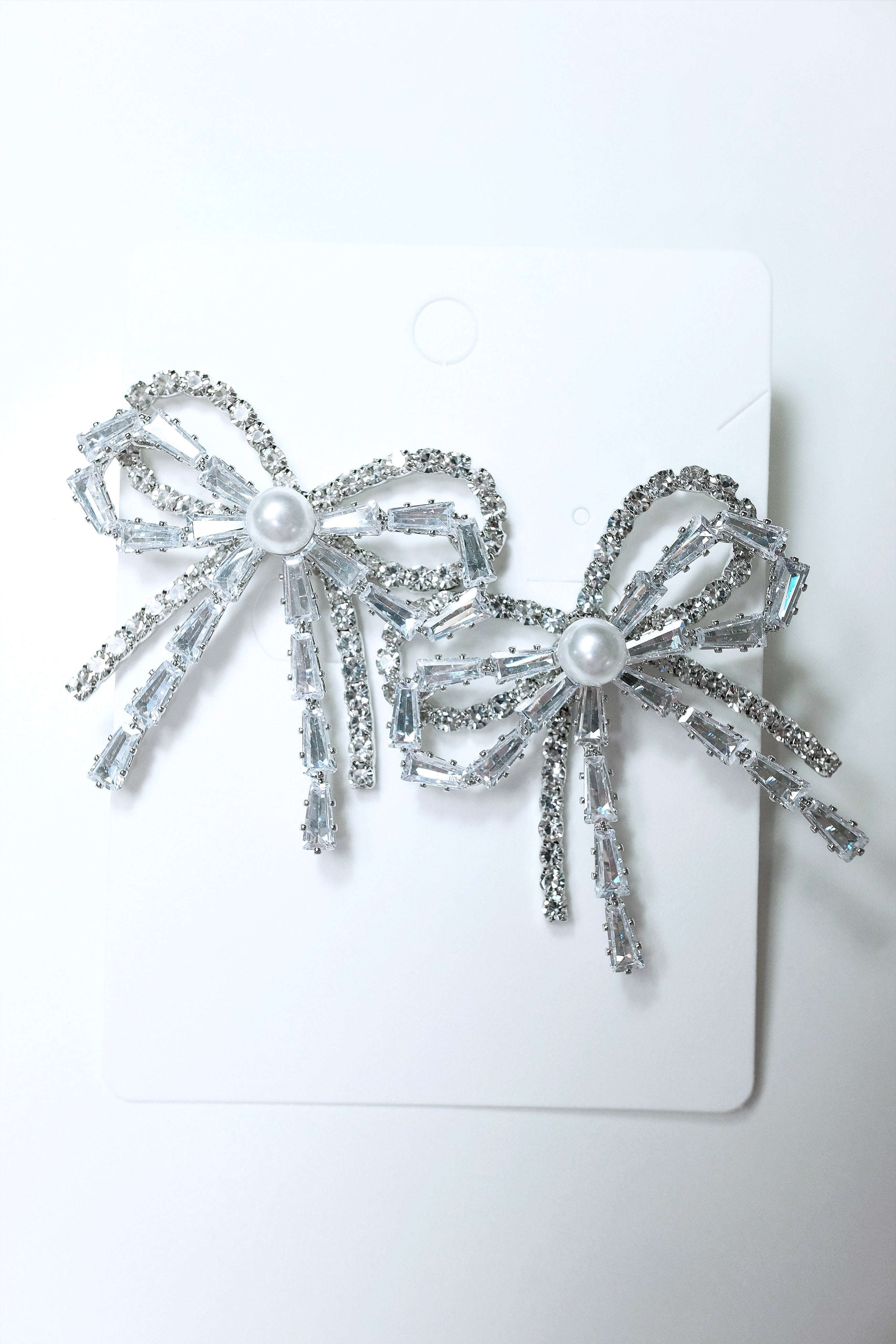 Double Layer Crystal Diamond Ribbon Earrings