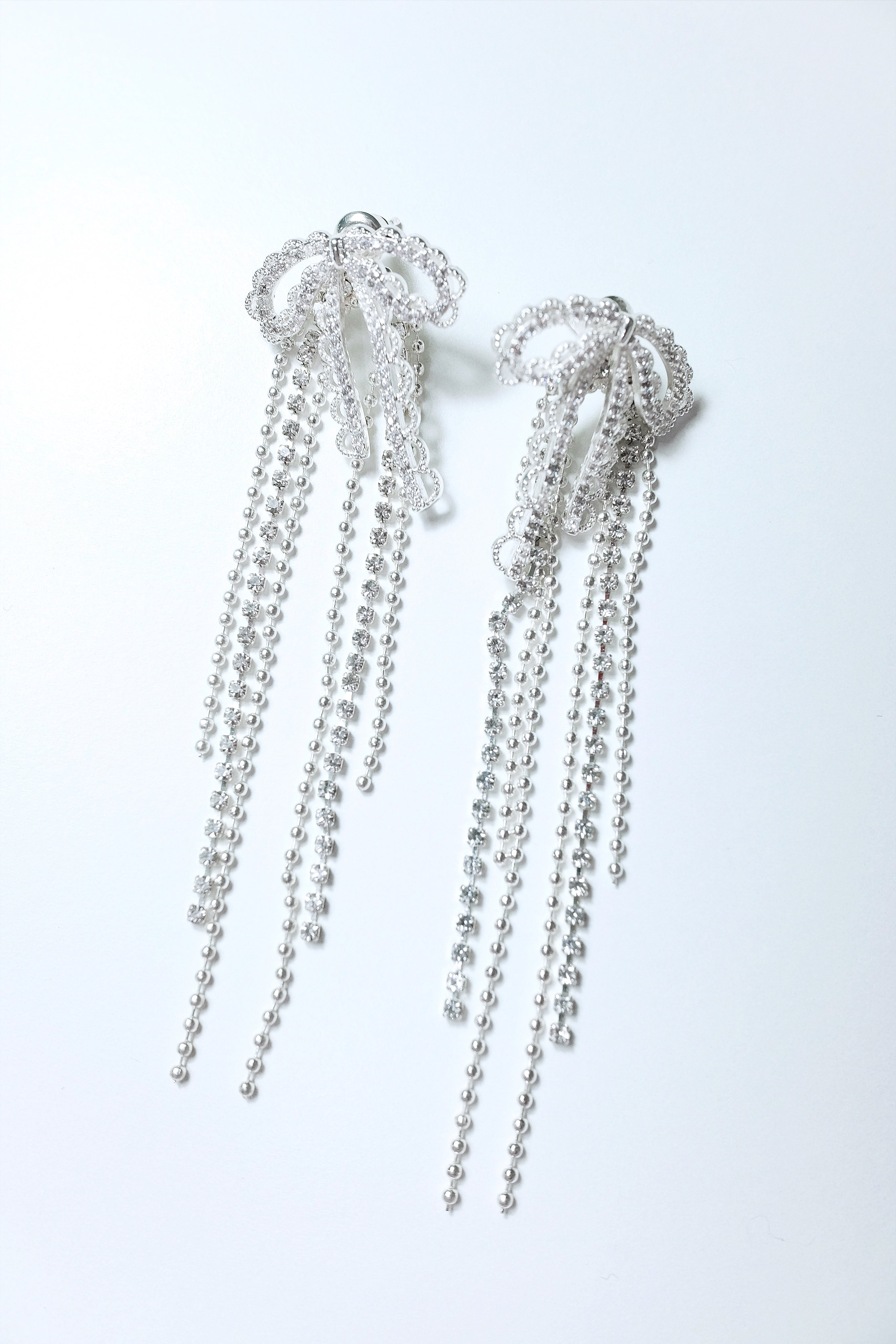 Silver Ribbon Lace Drop Earring