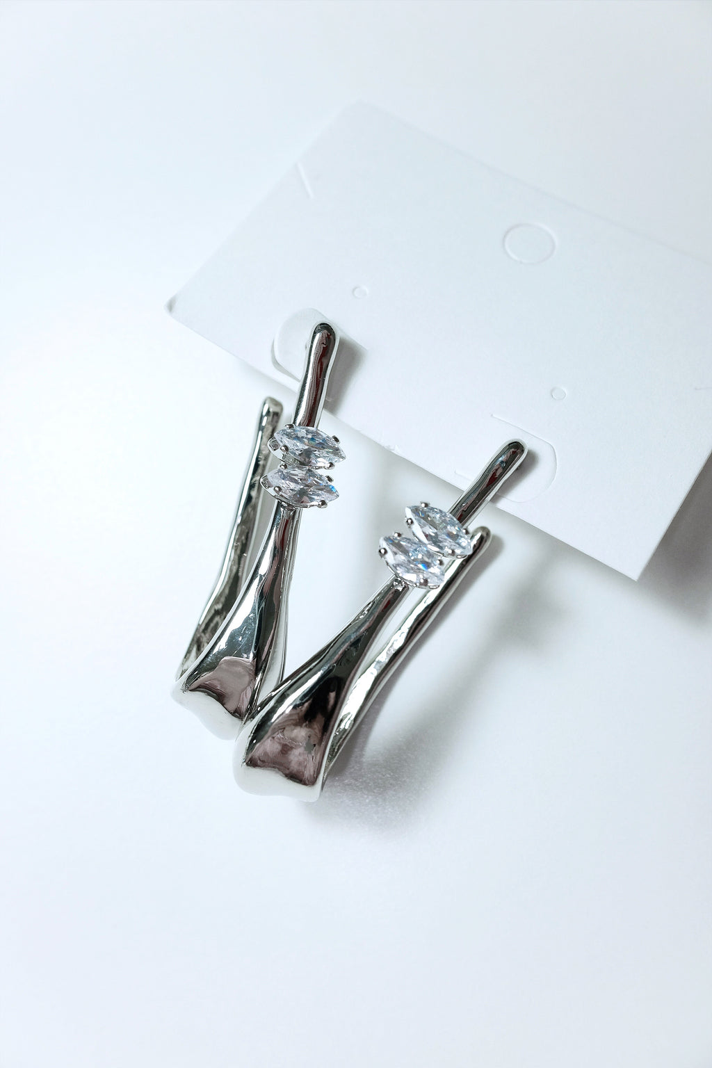 Silver Marquise Diamond Drop Earrings