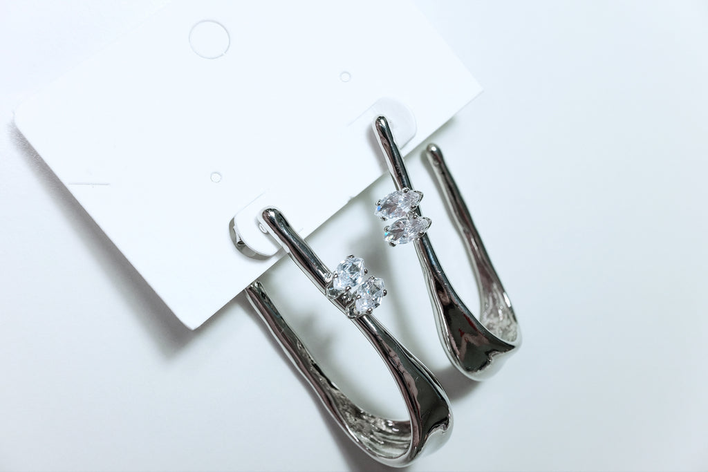 Silver Marquise Diamond Drop Earrings