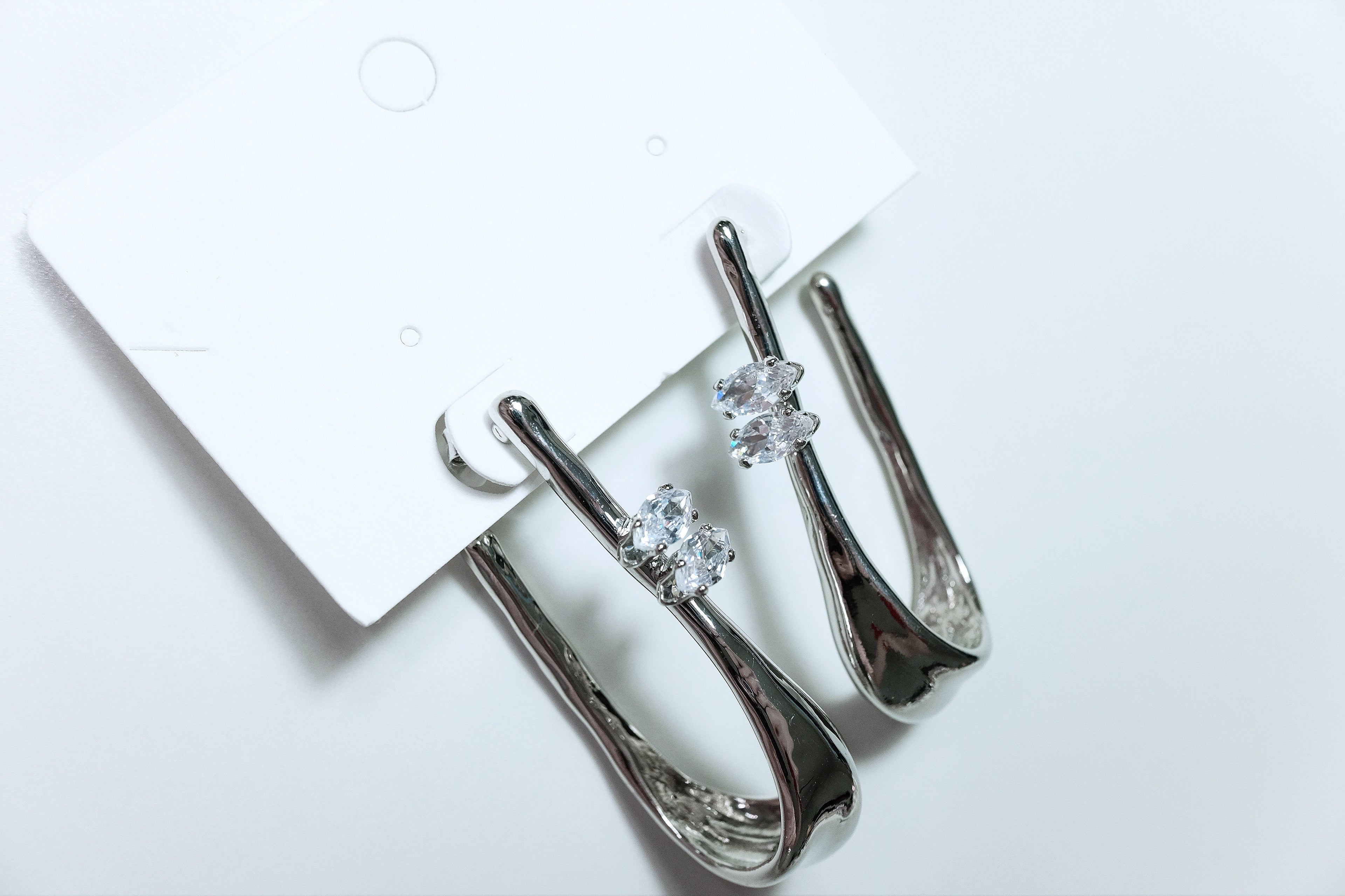 Silver Marquise Diamond Drop Earrings