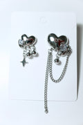 Y2K Sliver Metallic Heart Chain Earrings