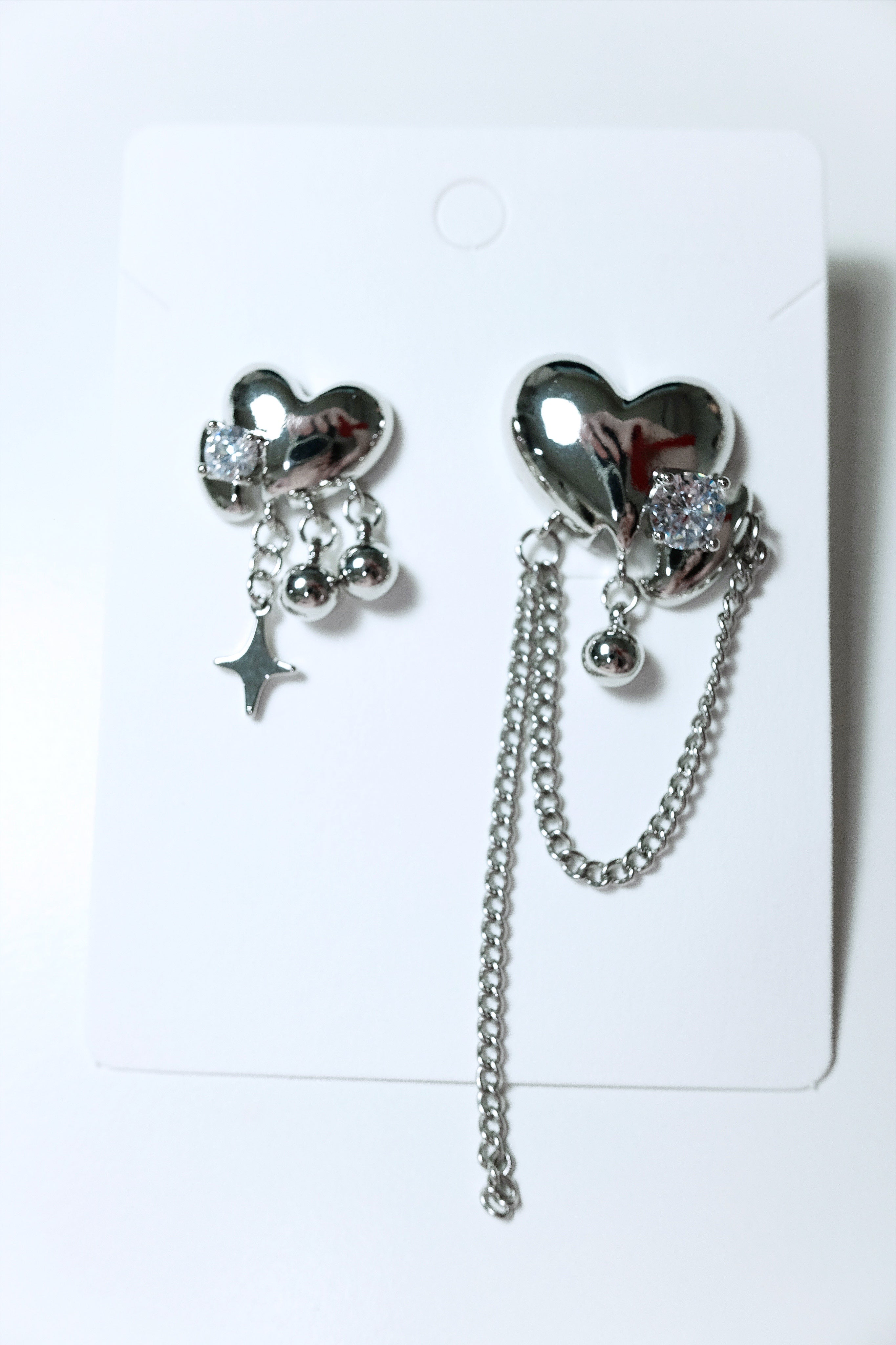 Y2K Sliver Metallic Heart Chain Earrings