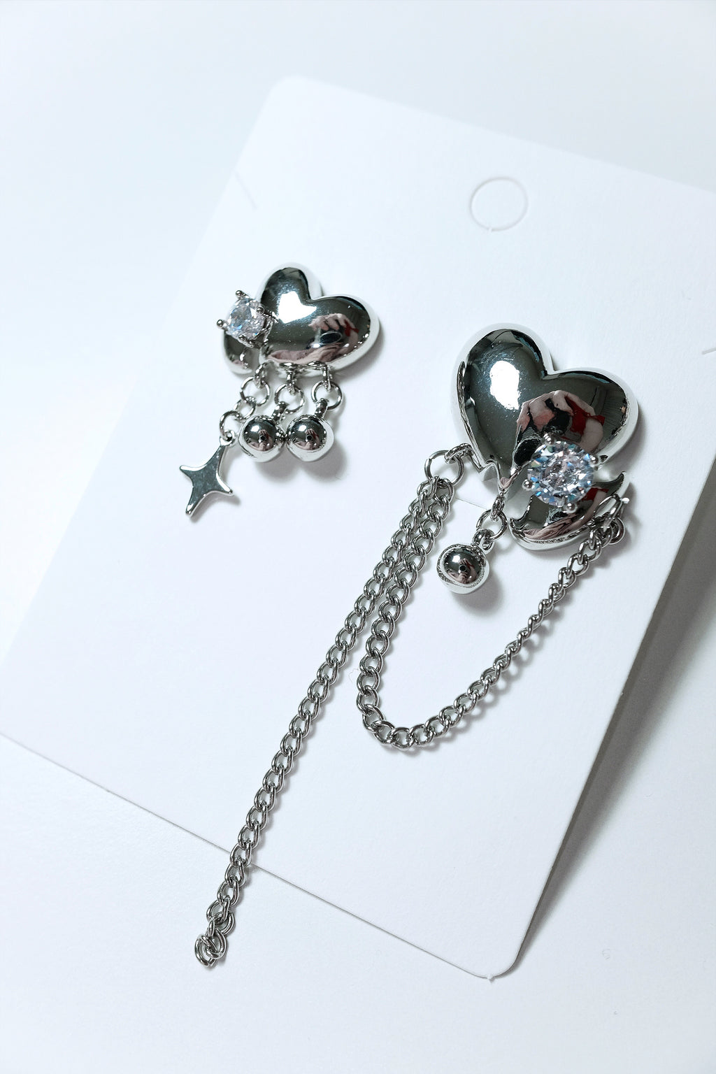 Y2K Sliver Metallic Heart Chain Earrings